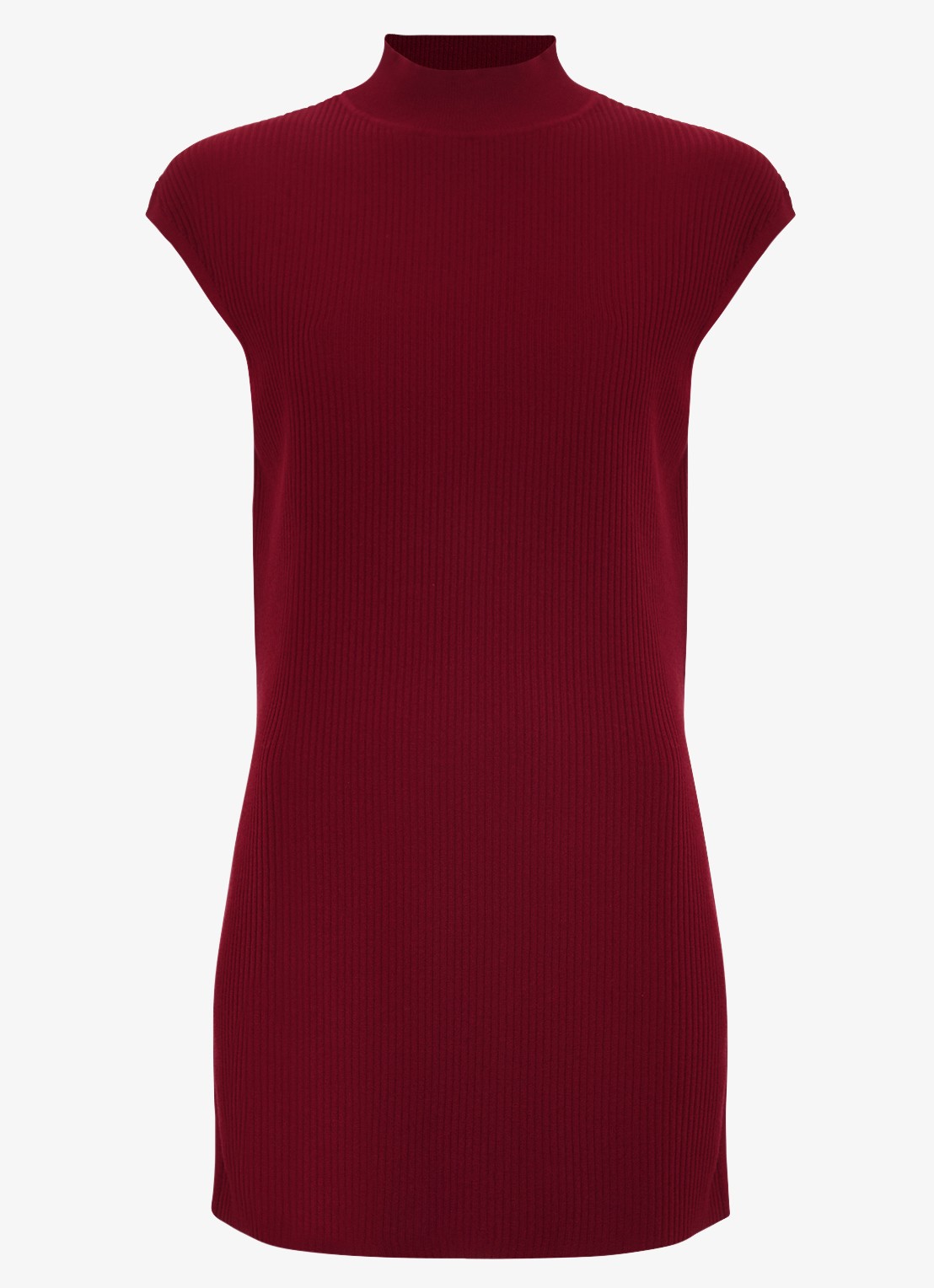 Phase Eight Lori ribgebreide top met splitten - voorkant 7 bordeauxrood