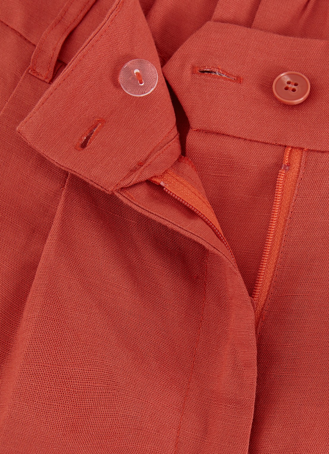 Phase Eight Lottie high waist loose fit pantalon in linnenblend - detail 7 roodbruin