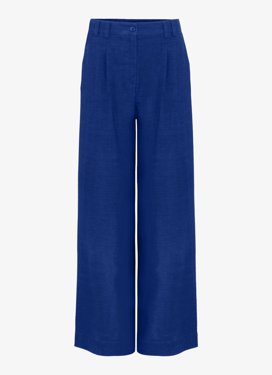 Phase Eight Lottie high waist wide leg pantalon in linnenblend - voorkant 2 kobaltblauw