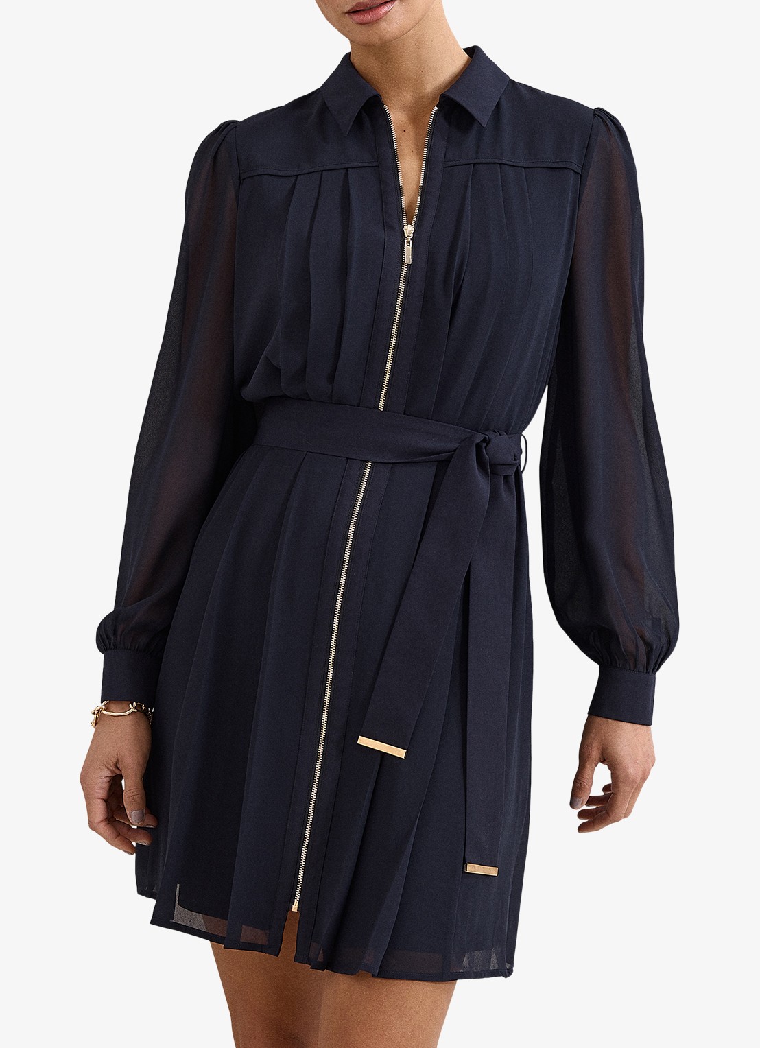 Phase Eight Lottie mini jurk met strikceintuur - detail 2 donkerblauw