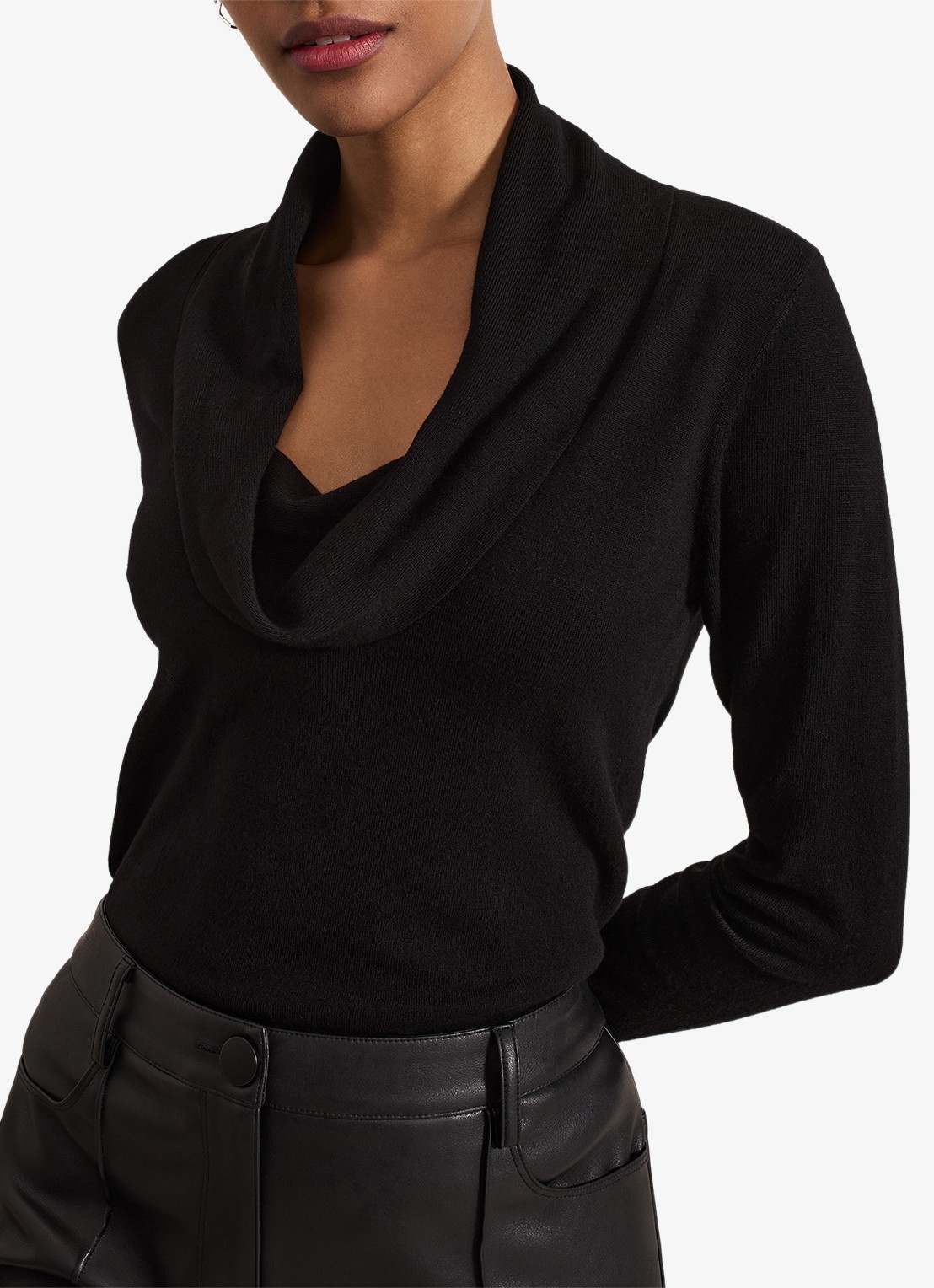 Phase Eight Lottie Watervalhals Top - detail 4 zwart