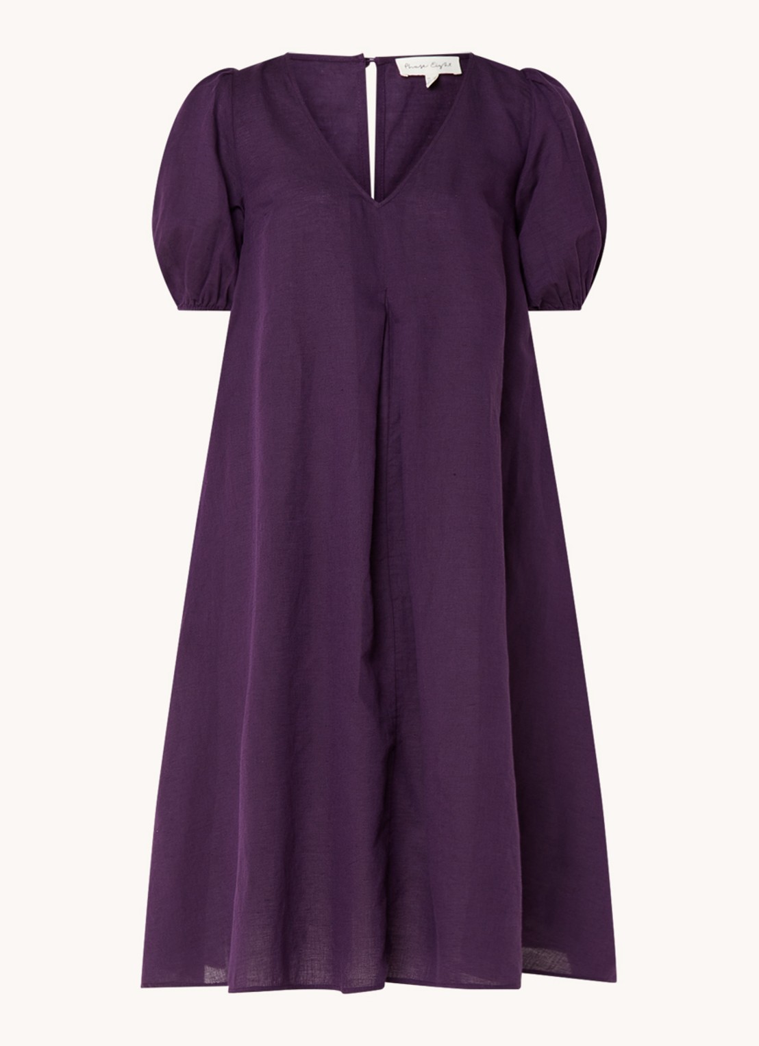Phase Eight Lotty midi jurk in linnenblend met steekzakken - voorkant 2 aubergine