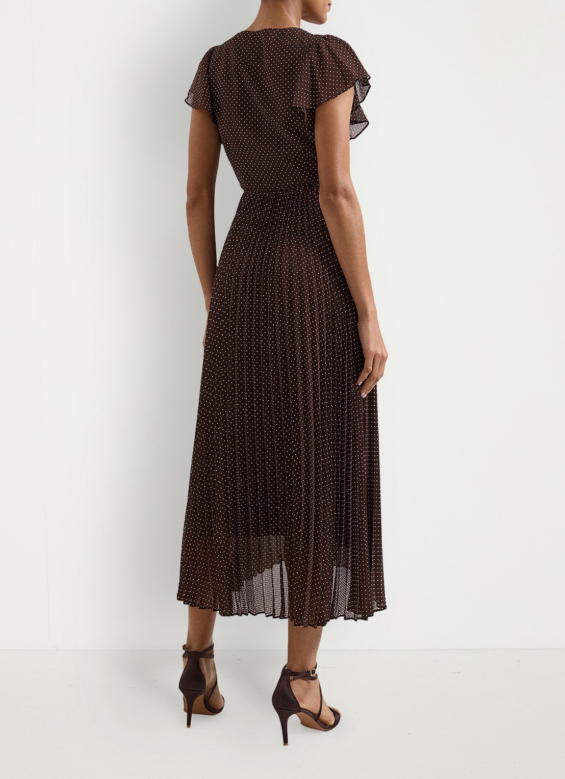 Phase Eight Louisa midi jurk met plooidetail  - achterkant 6 bruin