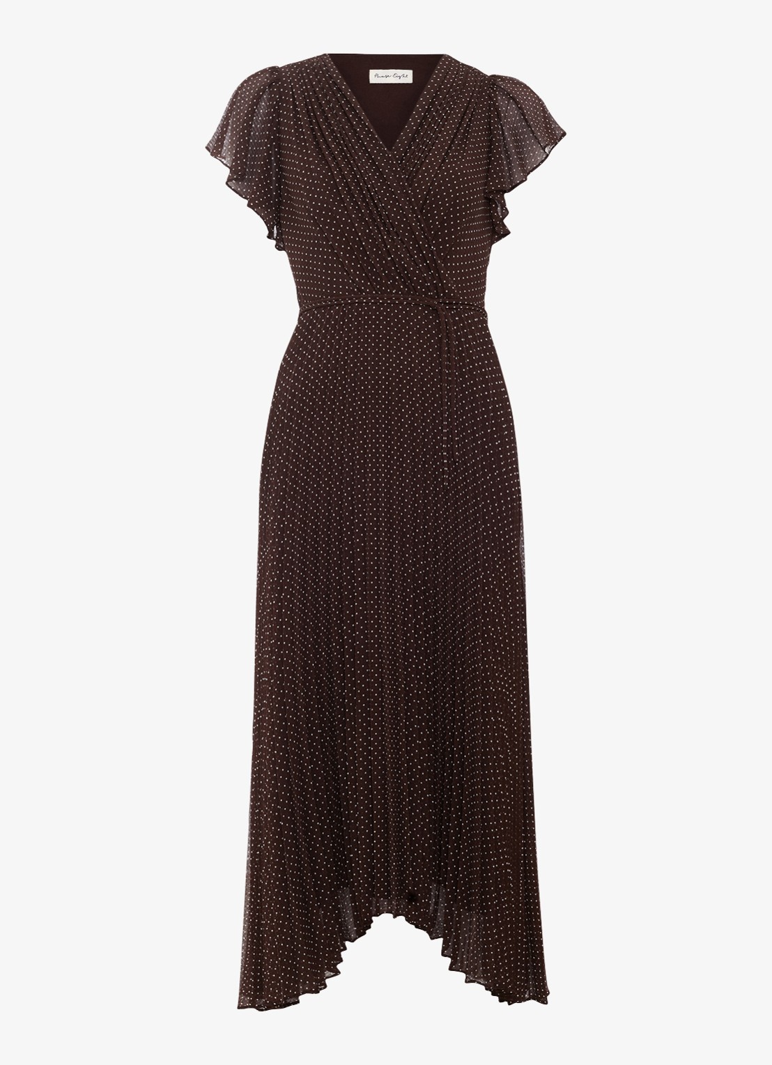 Phase Eight Louisa midi jurk met plooidetail  - voorkant bruin
