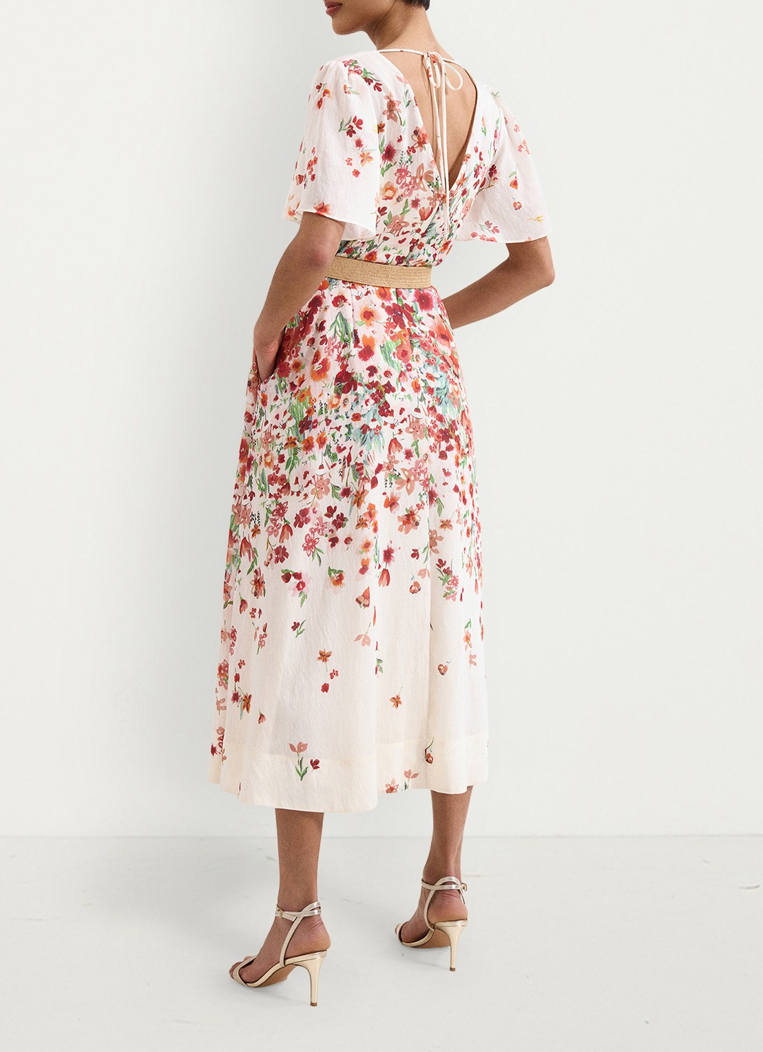 Phase Eight Lovette jurk met bloemenprint - achterkant cream
