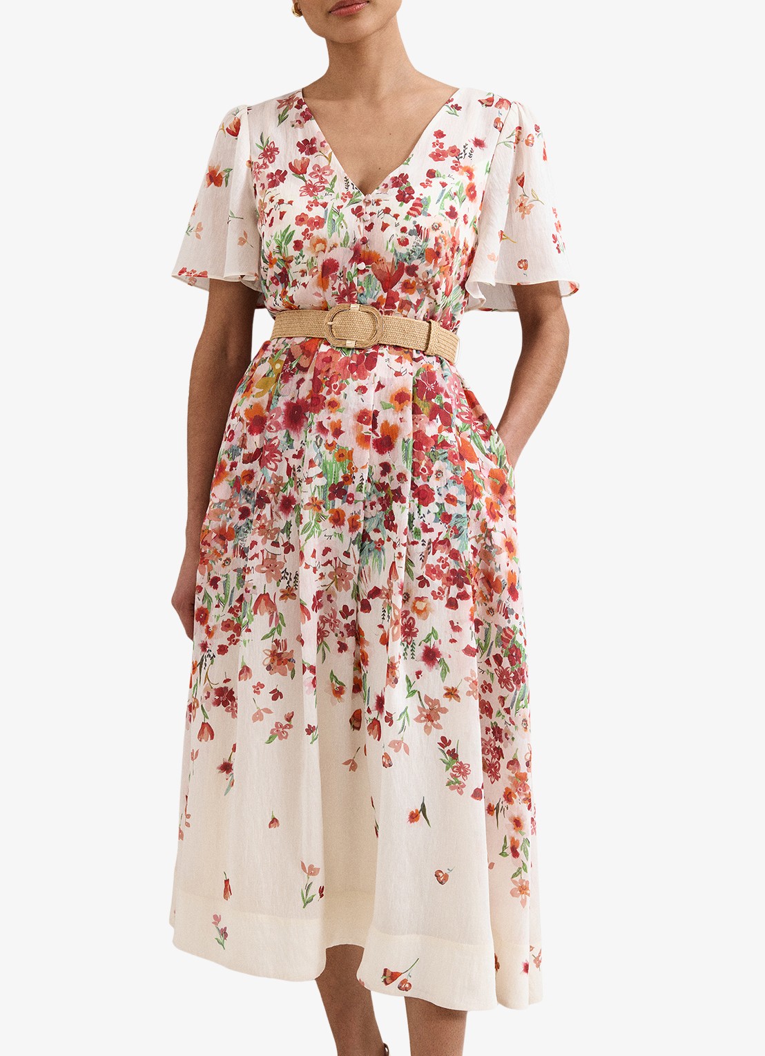 Phase Eight Lovette jurk met bloemenprint - detail 4 cream