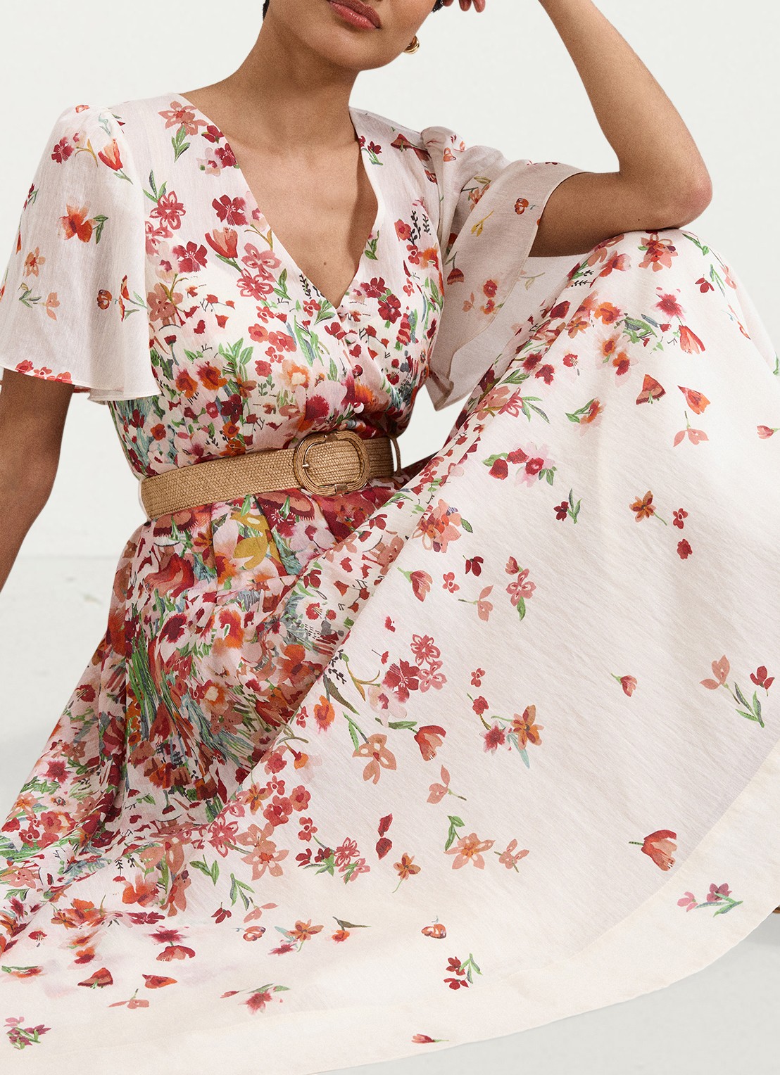 Phase Eight Lovette jurk met bloemenprint - detail 7 cream