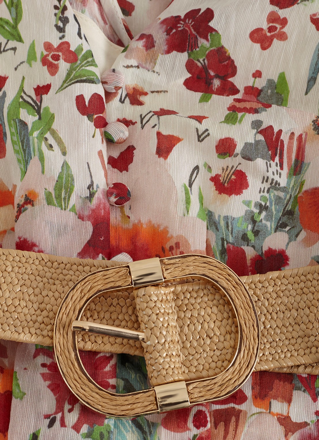 Phase Eight Lovette midi jurk in linnenblend met bloemenprint - detail 8 cream