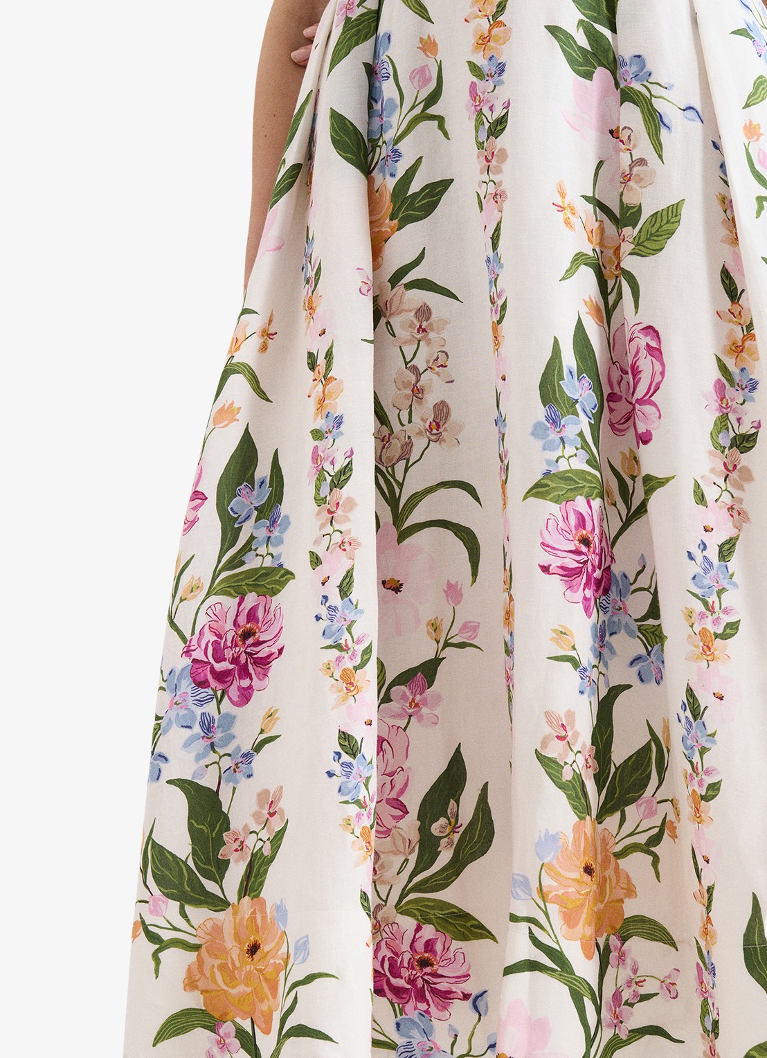 Phase Eight Lucia midi jurk in linnenblend met bloemenprint - detail 4 gebroken wit