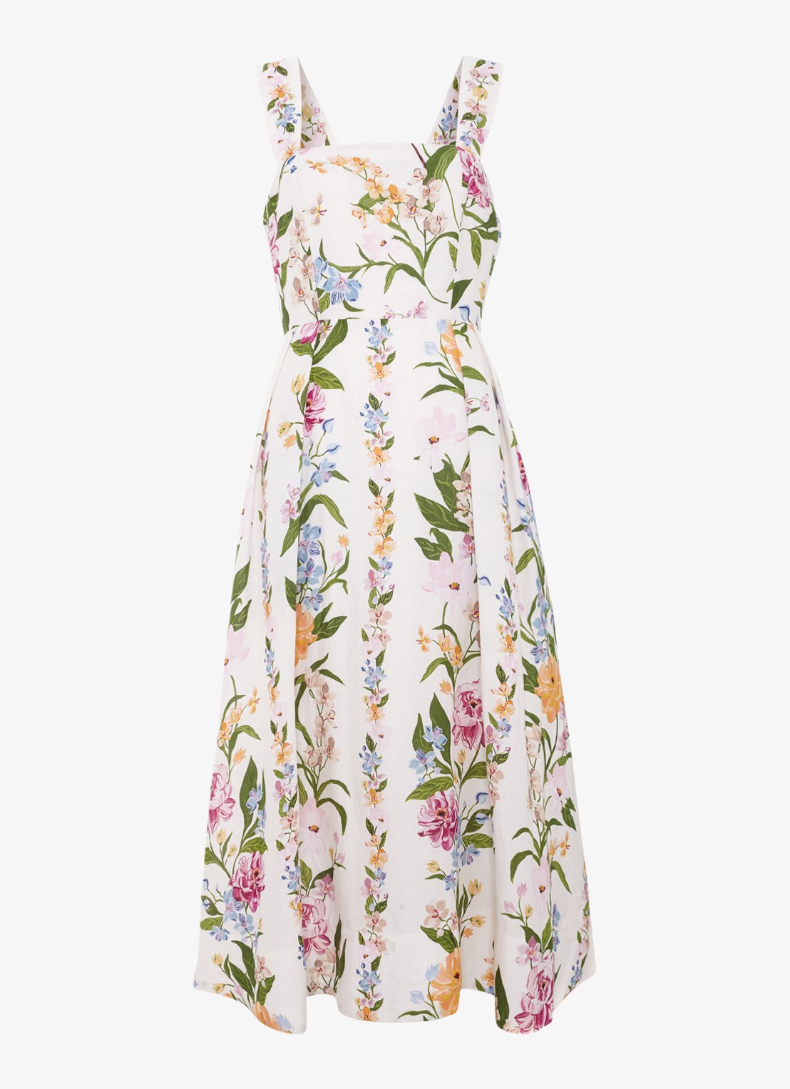 Phase Eight Lucia midi jurk in linnenblend met bloemenprint - voorkant 6 gebroken wit