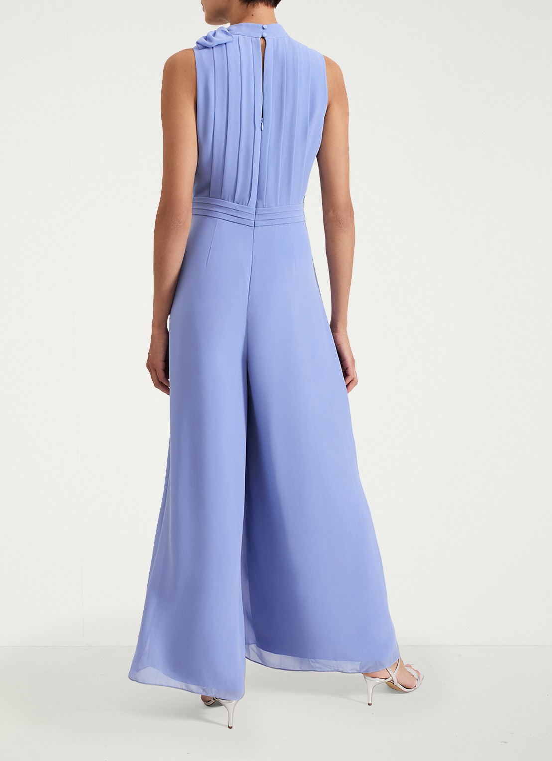 Phase Eight Lucie wide fit jumpsuit van crêpe met sjaalkraag - achterkant 3 donkerblauw
