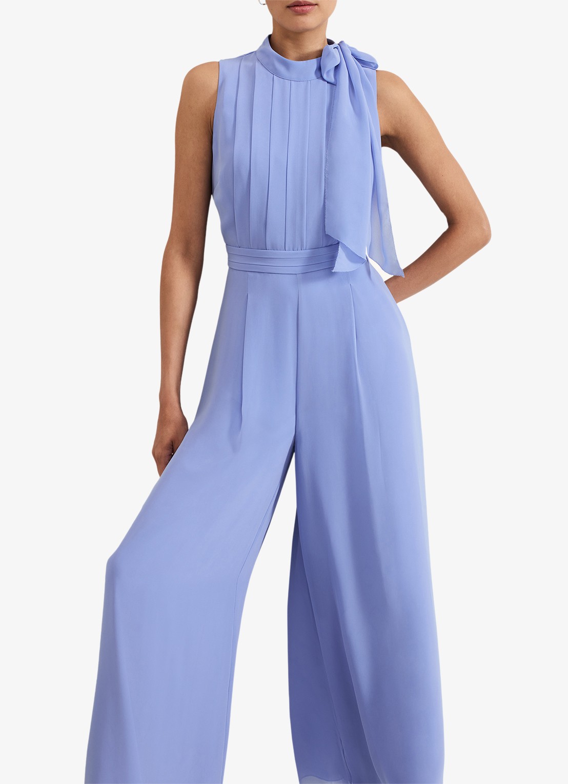 Phase Eight Lucie wide fit jumpsuit van crêpe met sjaalkraag - detail 4 donkerblauw