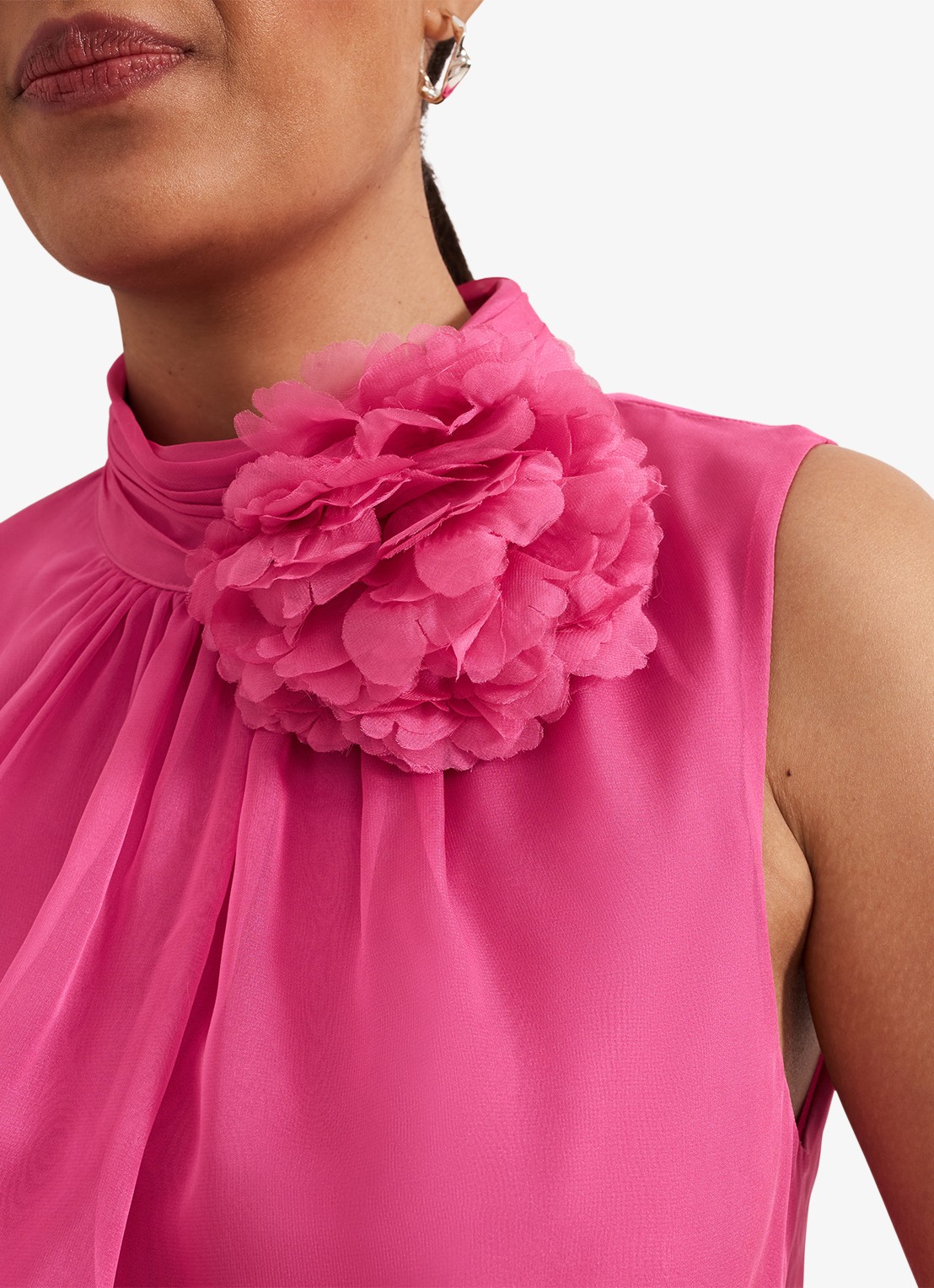 Phase Eight Lucinda midi jurk met plooien - detail 6 fuchsia