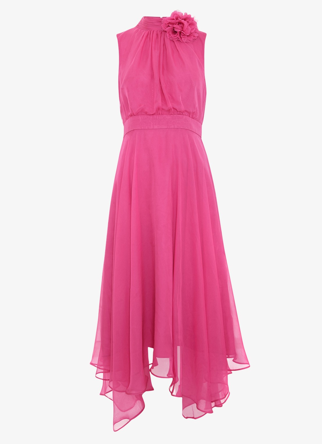 Phase Eight Lucinda midi jurk met plooien - voorkant 2 fuchsia