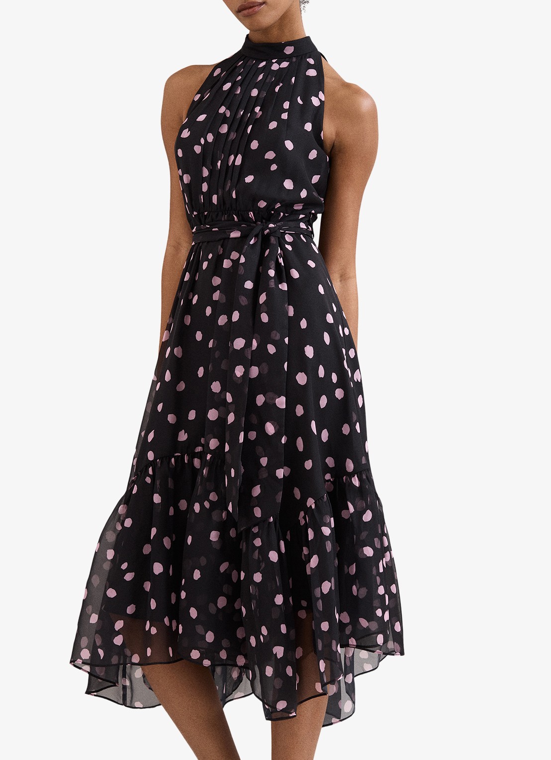 Phase Eight Lucinda midi jurk met stippenprint - detail 2 zwart