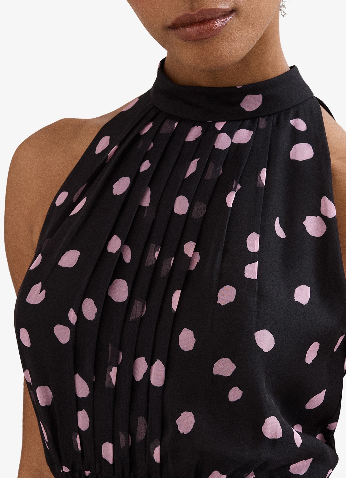 Phase Eight Lucinda midi jurk met stippenprint - detail 3 zwart