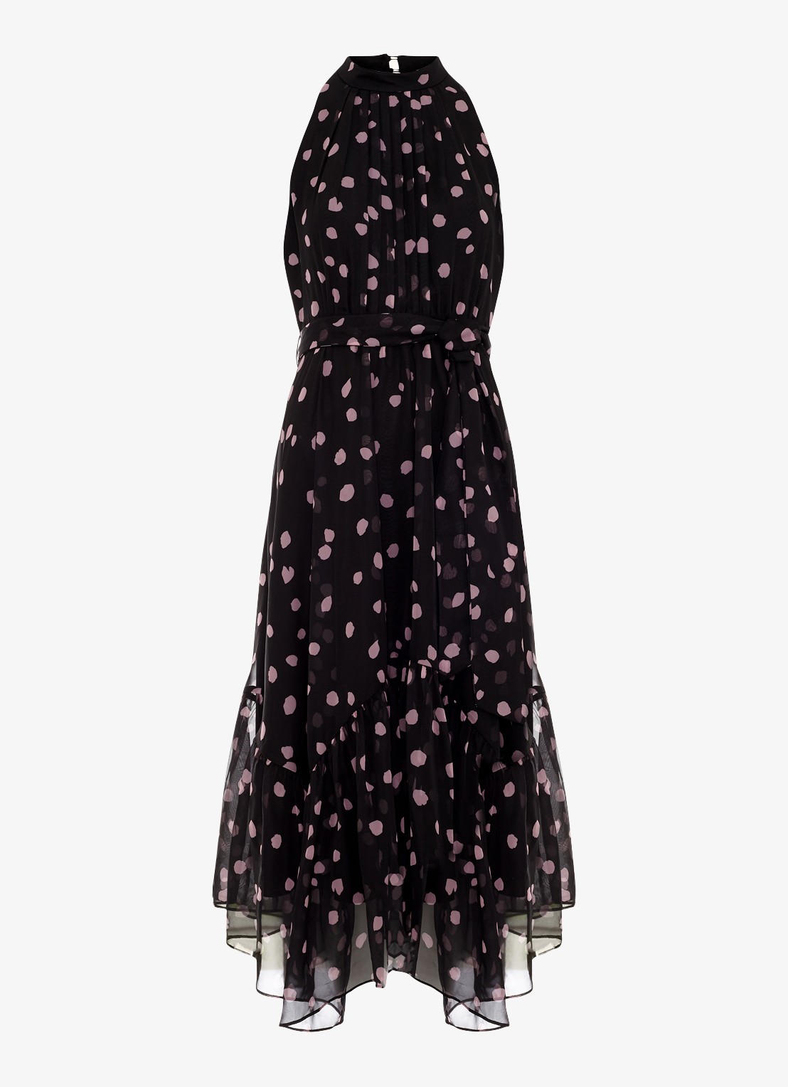 Phase Eight Lucinda midi jurk met stippenprint - voorkant 6 zwart