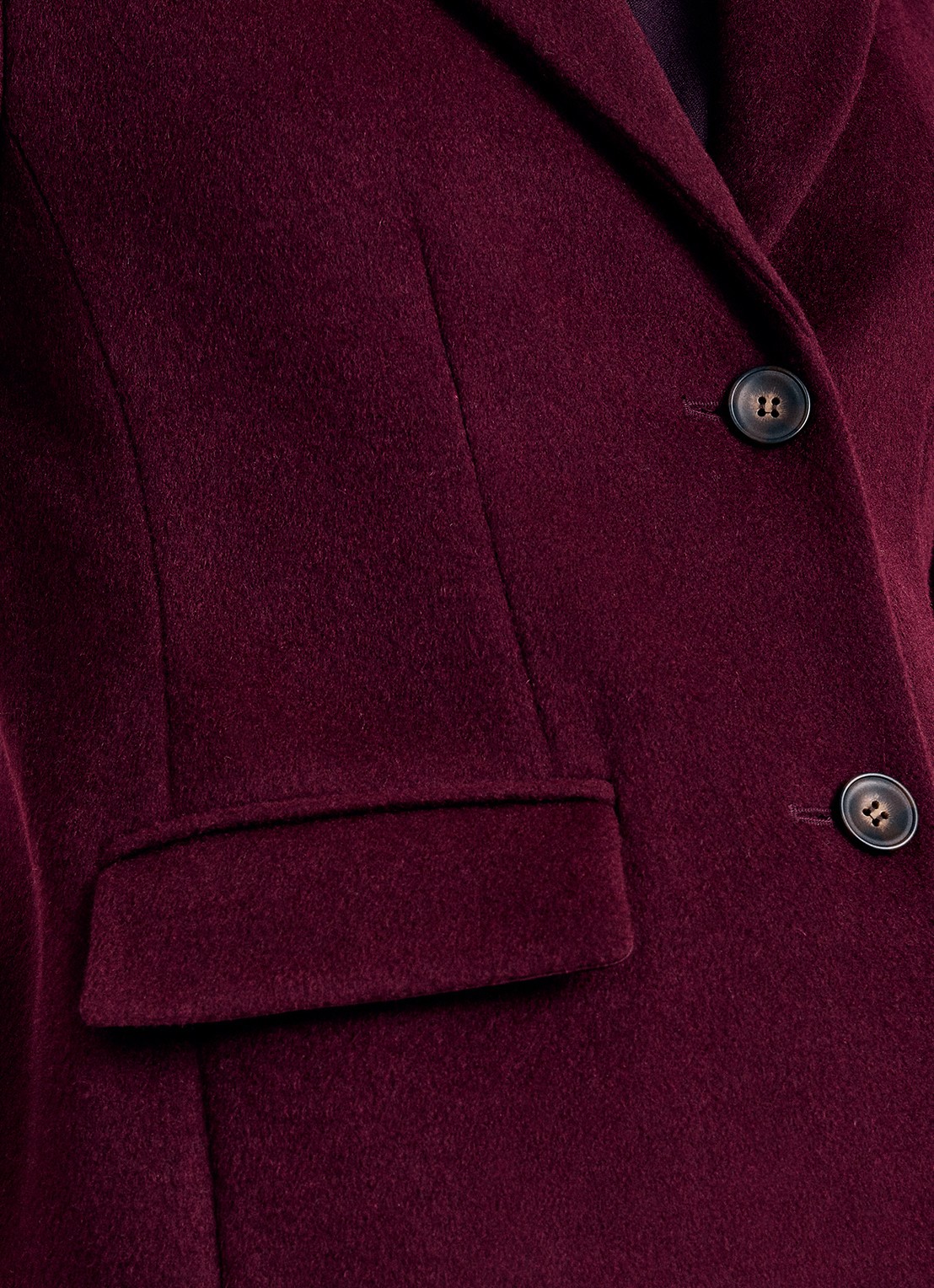 Phase Eight Lydia jas in wolblend met klepzakken - detail 6 bordeauxrood