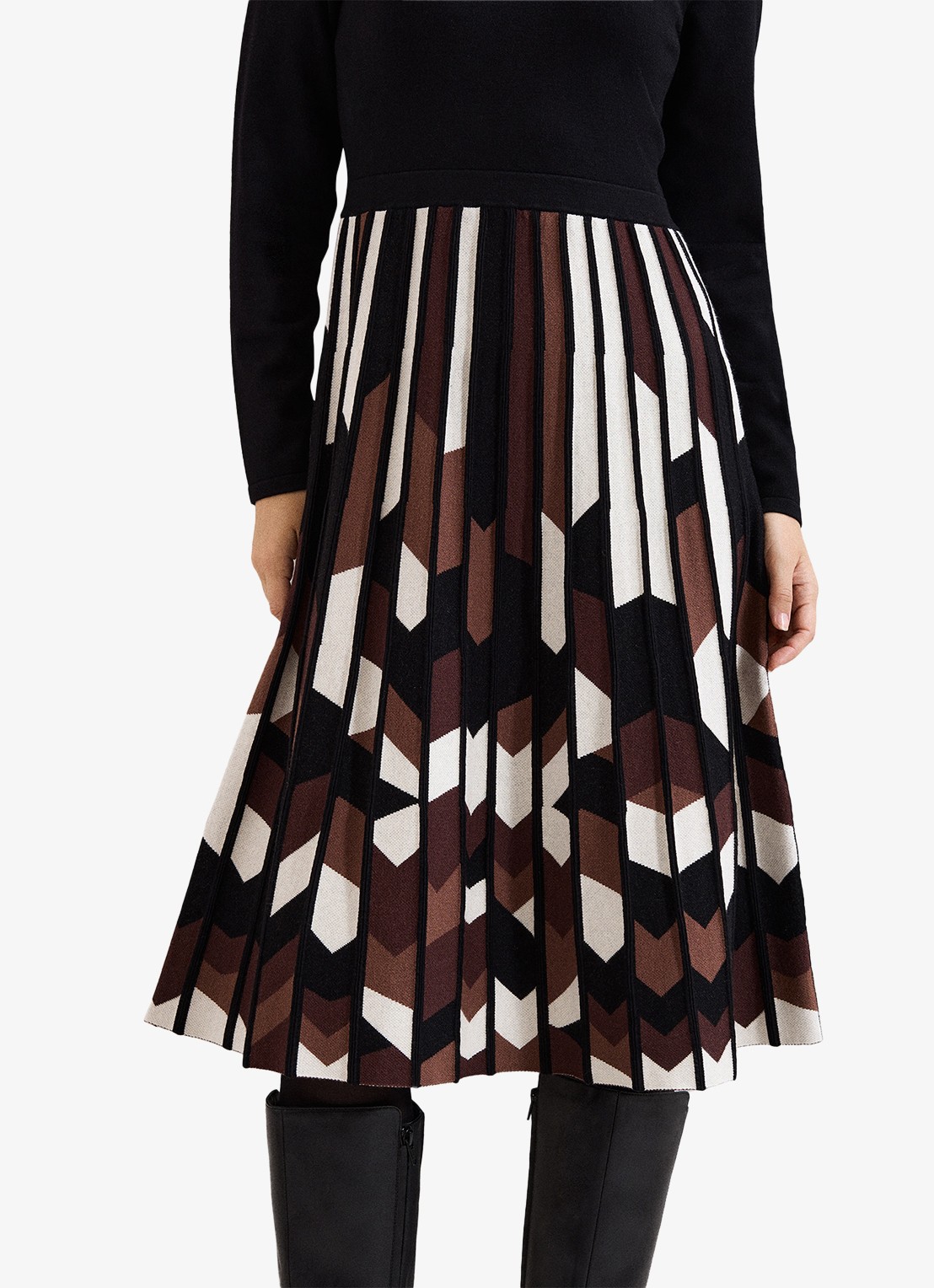 Phase Eight Maci midi jurk met grafische print - detail 5 bruin