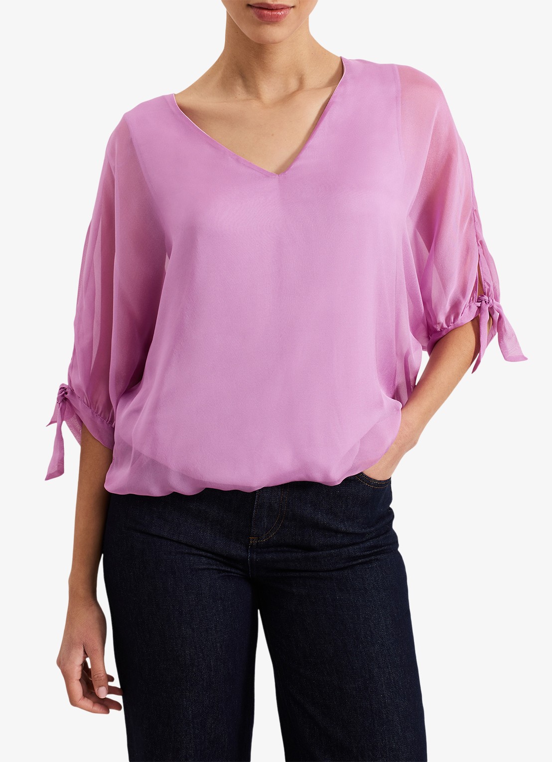 Phase Eight Madison tuniek van zijde - detail 2 roze