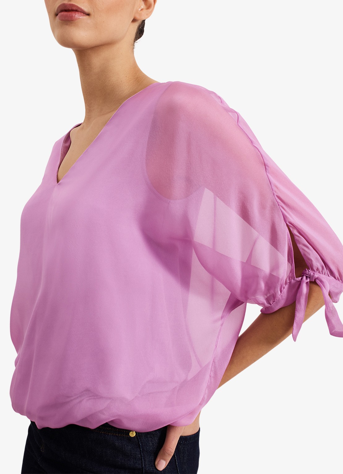 Phase Eight Madison tuniek van zijde - detail 3 roze