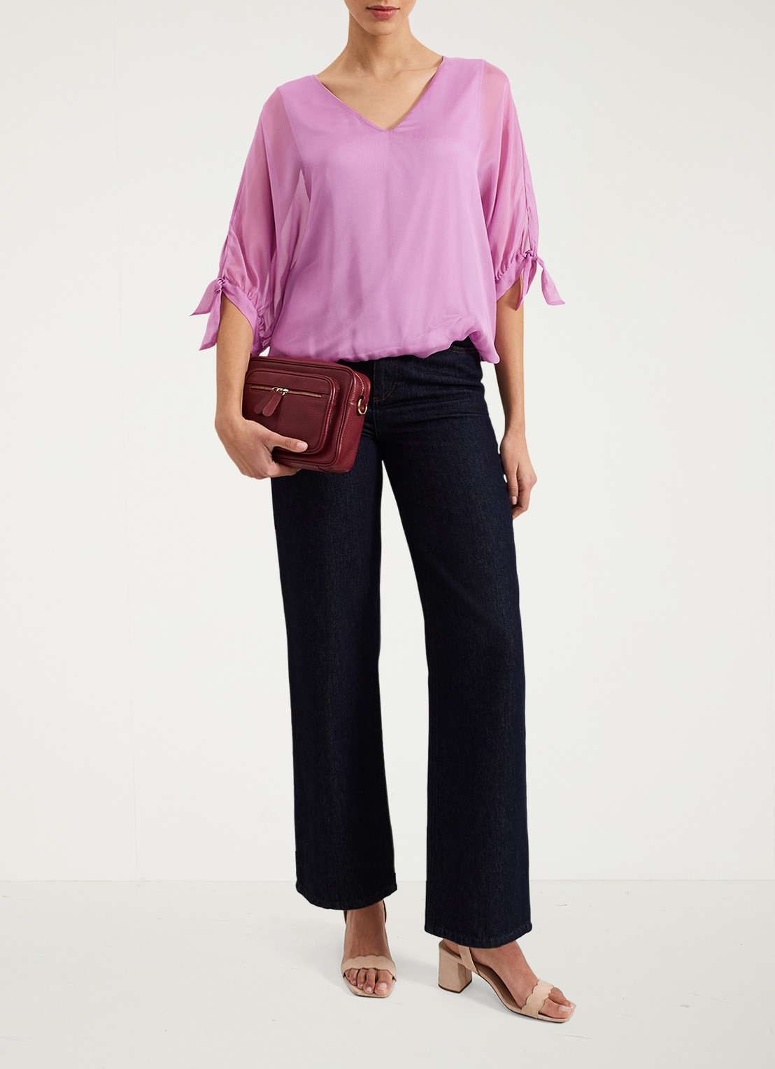 Phase Eight Madison tuniek van zijde - voorkant 7 roze