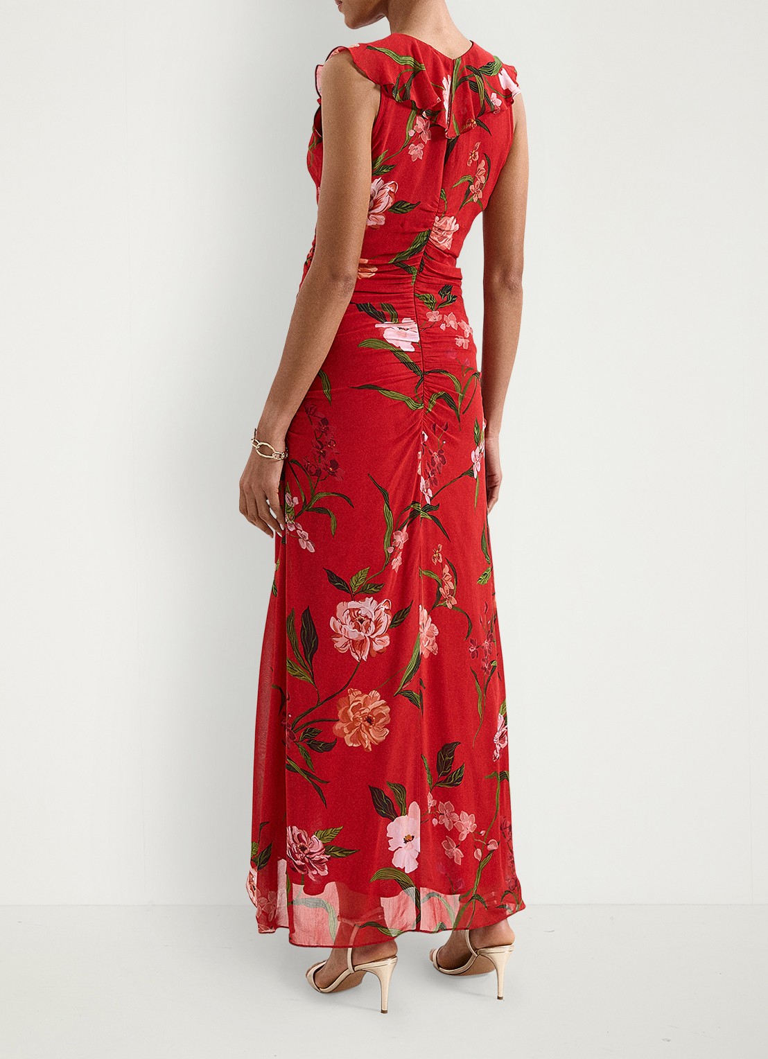 Phase Eight Mae maxi jurk met bloemenprint - achterkant 8 rood