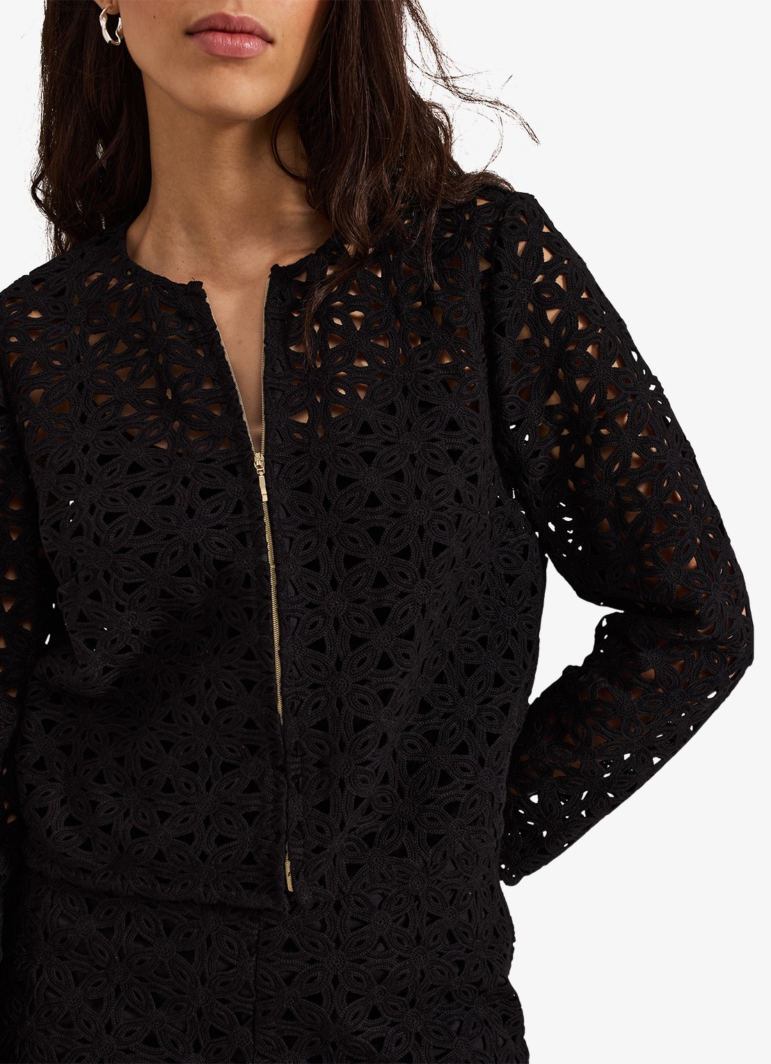 Phase Eight Maeva vest met opengewerkt dessin - detail 5 zwart