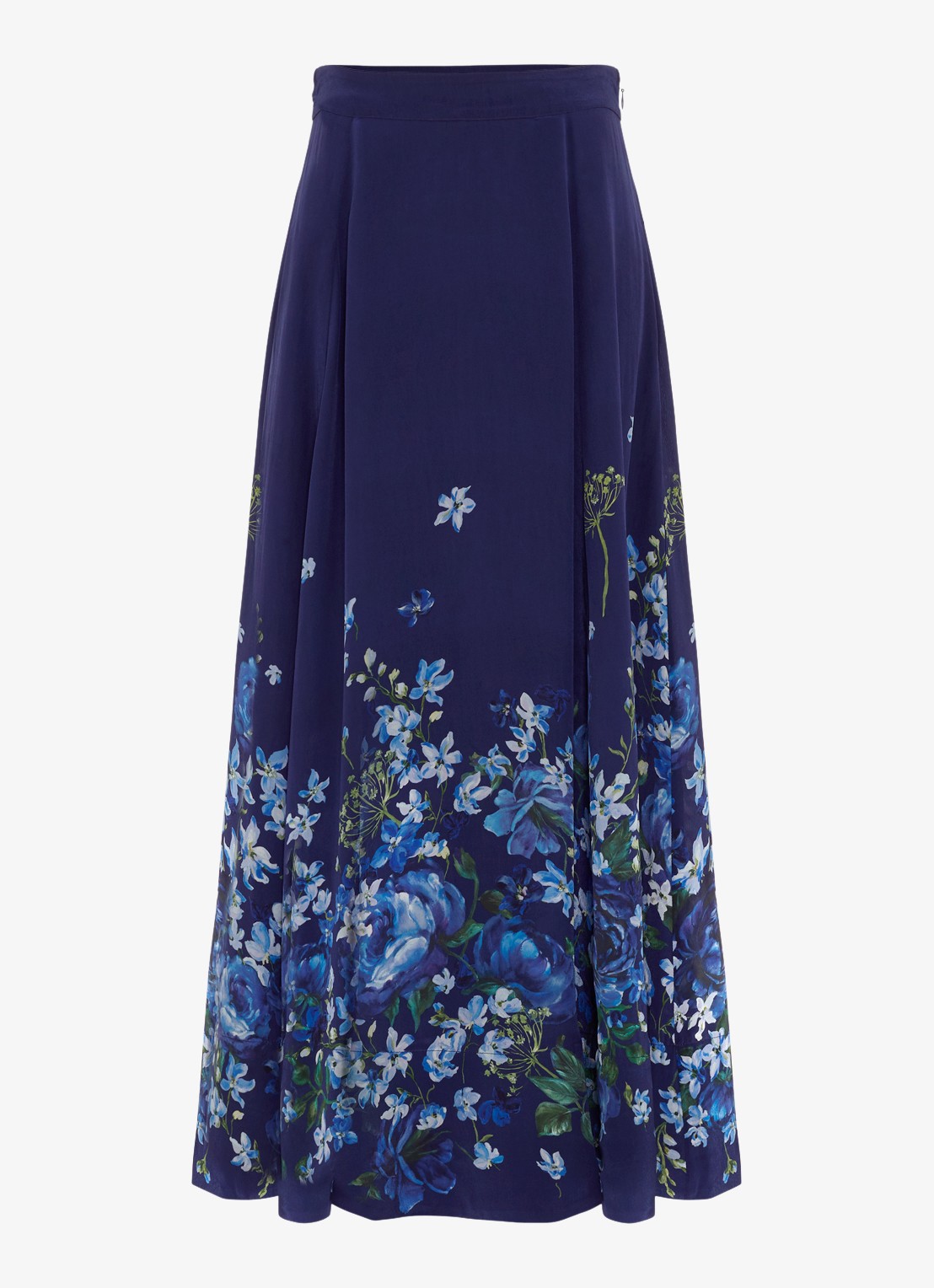 Phase Eight Maeve midi rok met bloemenprint - voorkant 6 donkerblauw