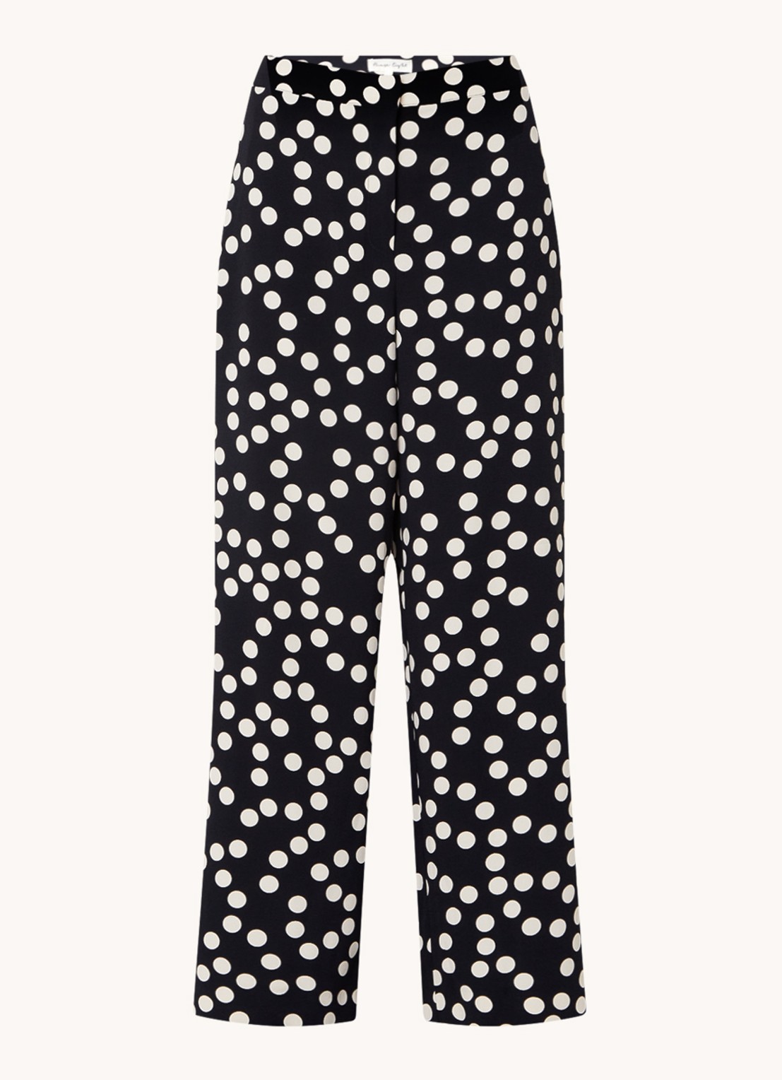 Phase Eight Mairead high waist wide fit pantalon met stippenprint - voorkant donkerblauw
