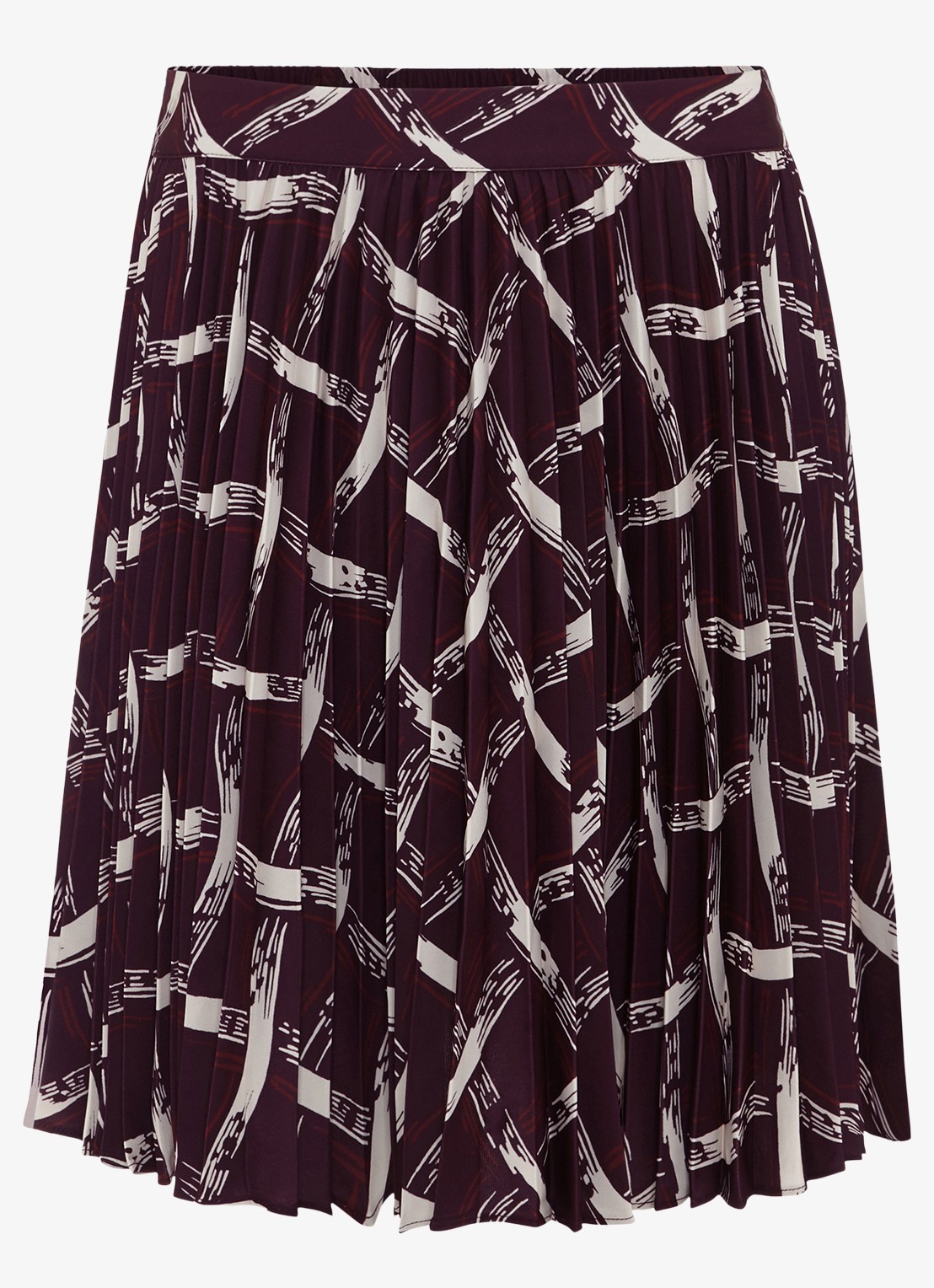 Phase Eight  Mairi mini plooirok met grafische print - voorkant 6 donkerrood