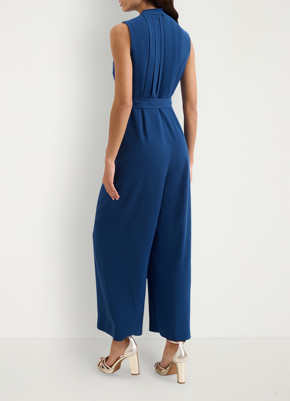 Phase Eight Maisley wide fit jumpsuit met strikceintuur - achterkant 5 donkerblauw
