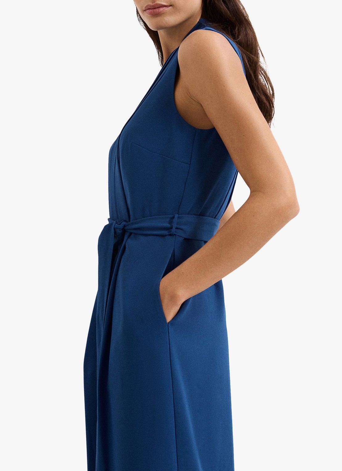 Phase Eight Maisley wide fit jumpsuit met strikceintuur - detail 3 donkerblauw