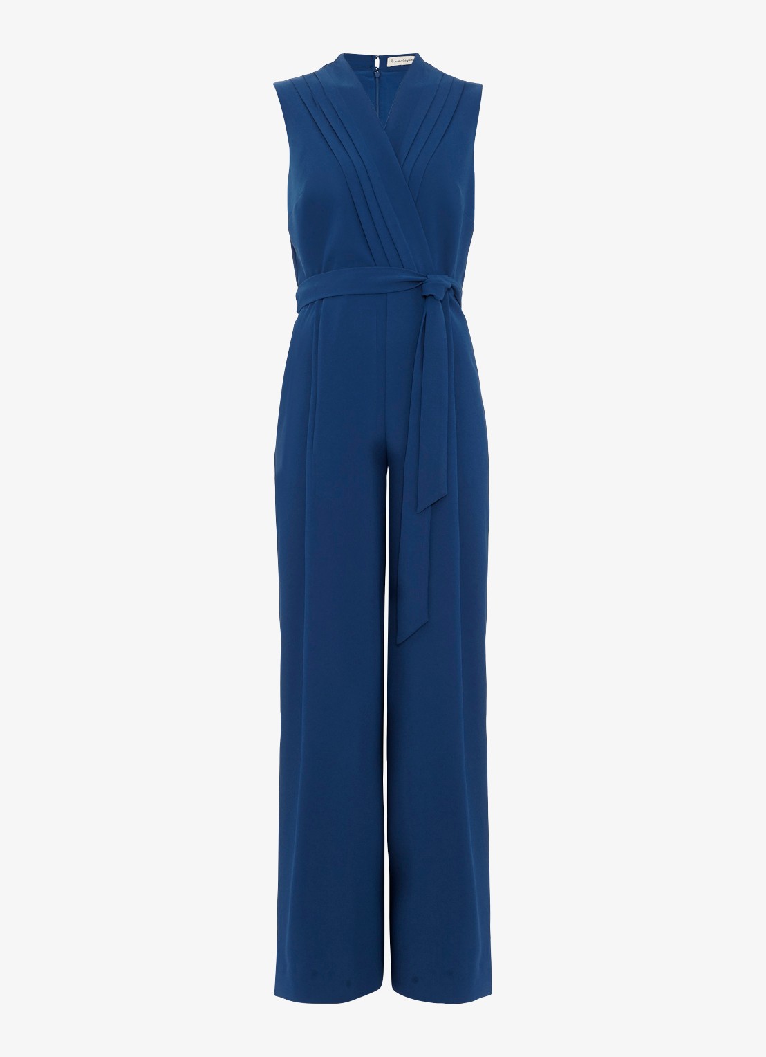 Phase Eight Maisley wide fit jumpsuit met strikceintuur - voorkant 6 donkerblauw