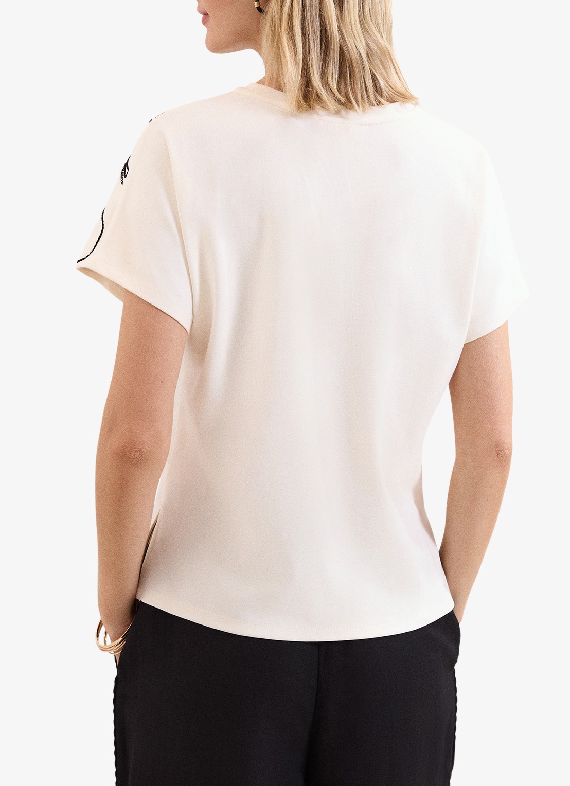 Phase Eight Malani T-Shirt met kralendecoratie - achterkant 5 wit