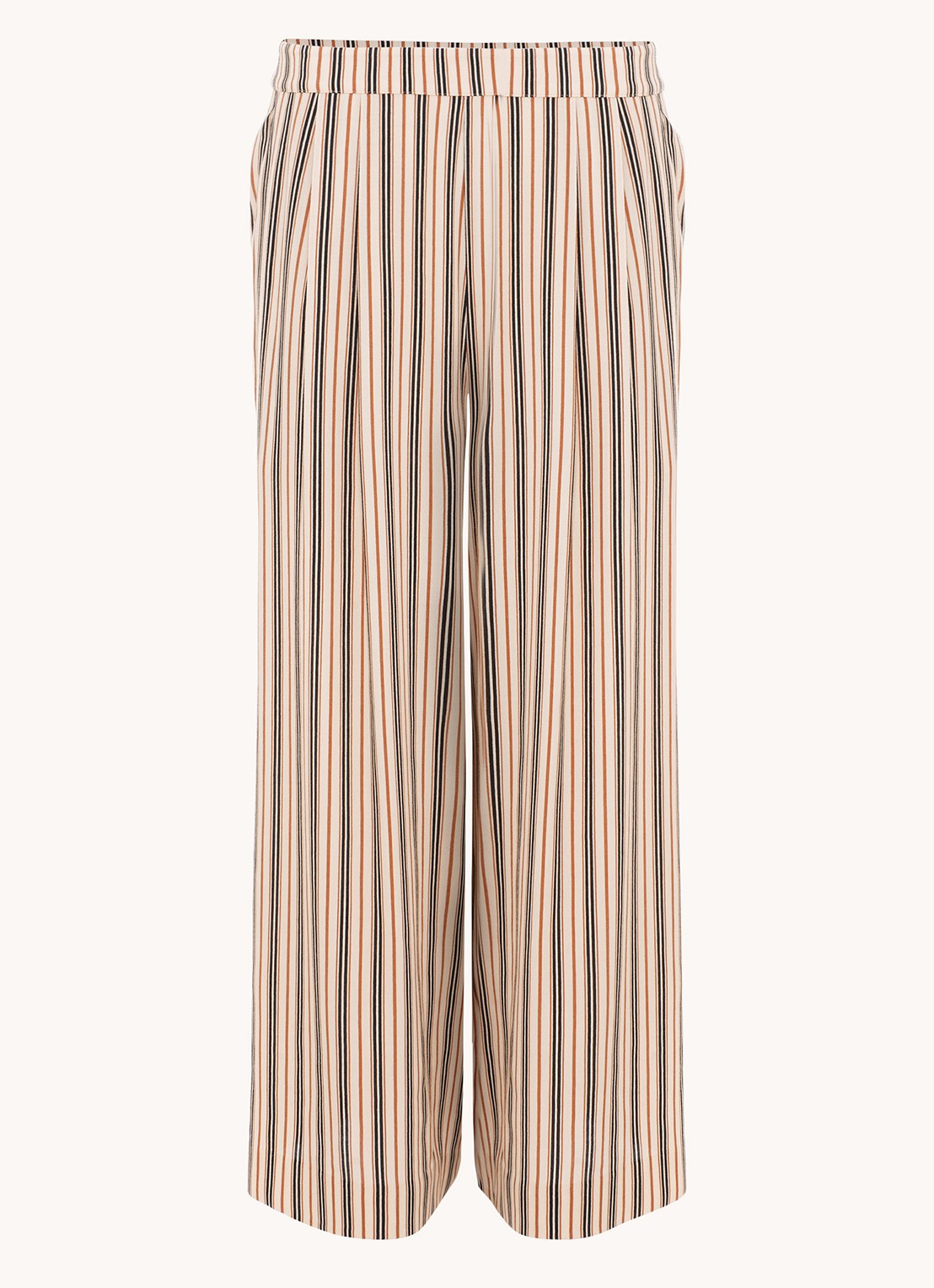 Phase Eight Malaya high waist wide fit culotte met streepprint - voorkant 2 ivoor