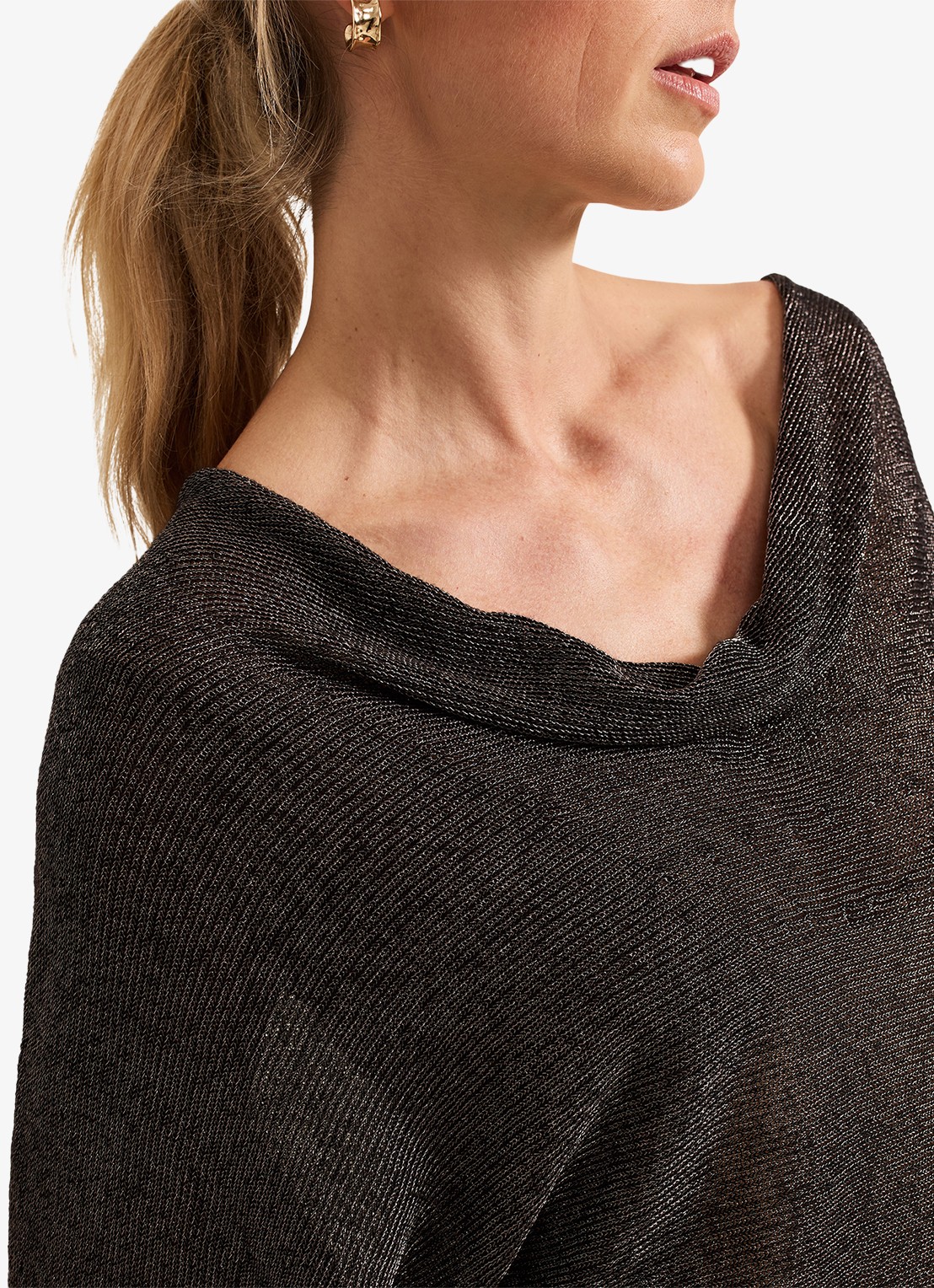 Phase Eight Malti fijngebreide trui met lurex - detail 5 zwart