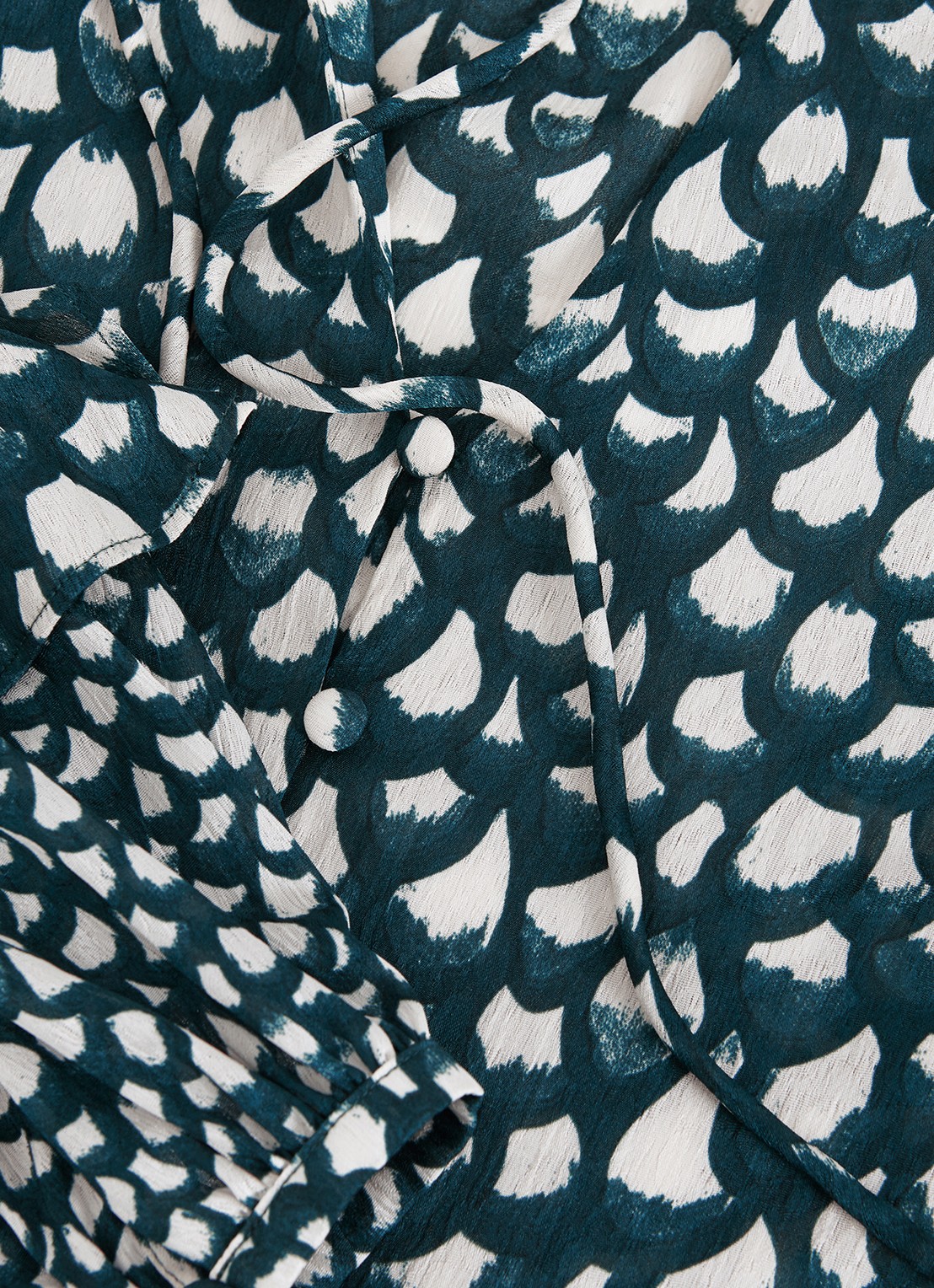 Phase Eight Manon blouse met print en ruches - detail 7 zeegroen