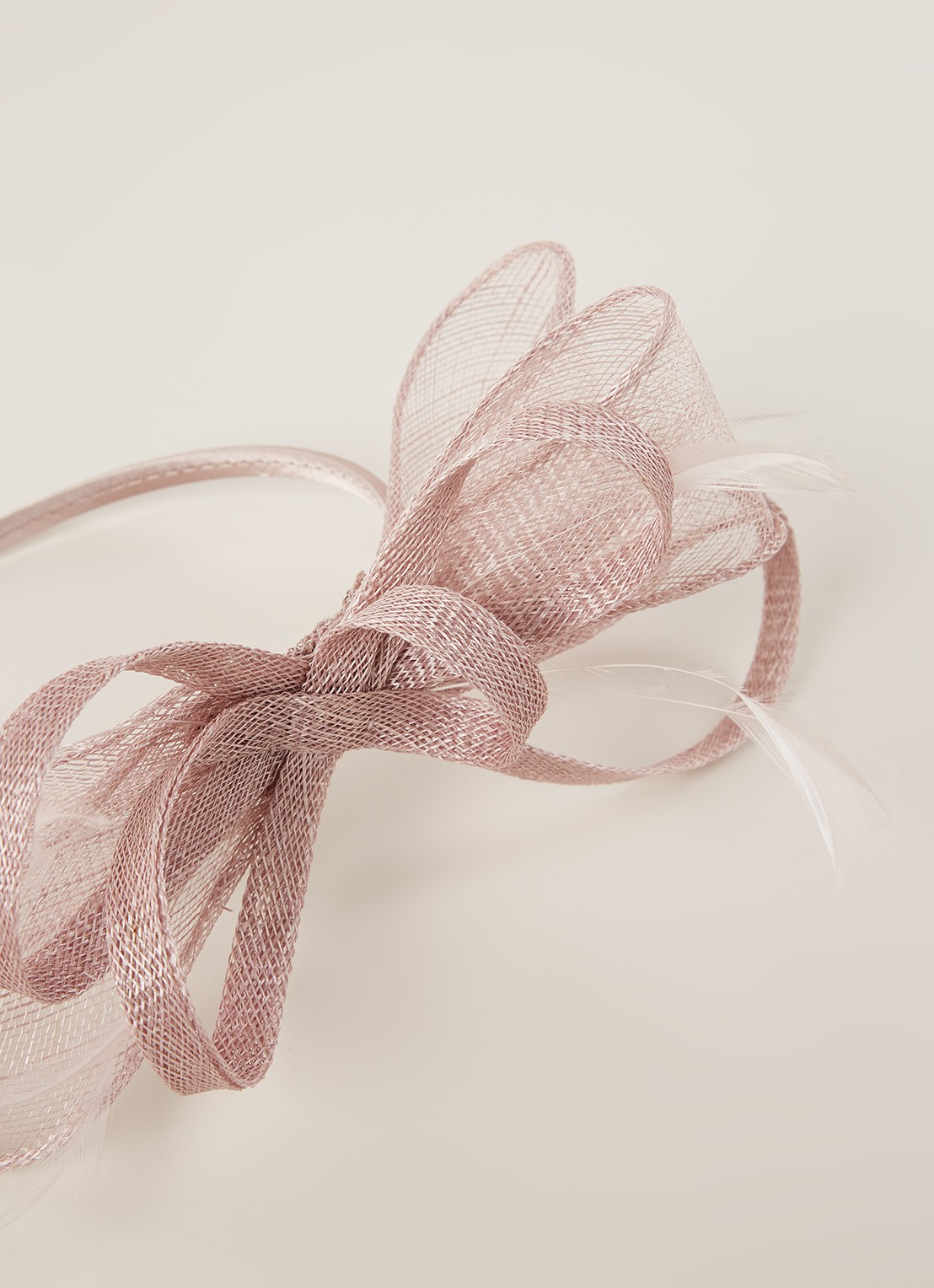 Phase Eight Marcella Fascinator haarband met veren - detail 3 oudroze
