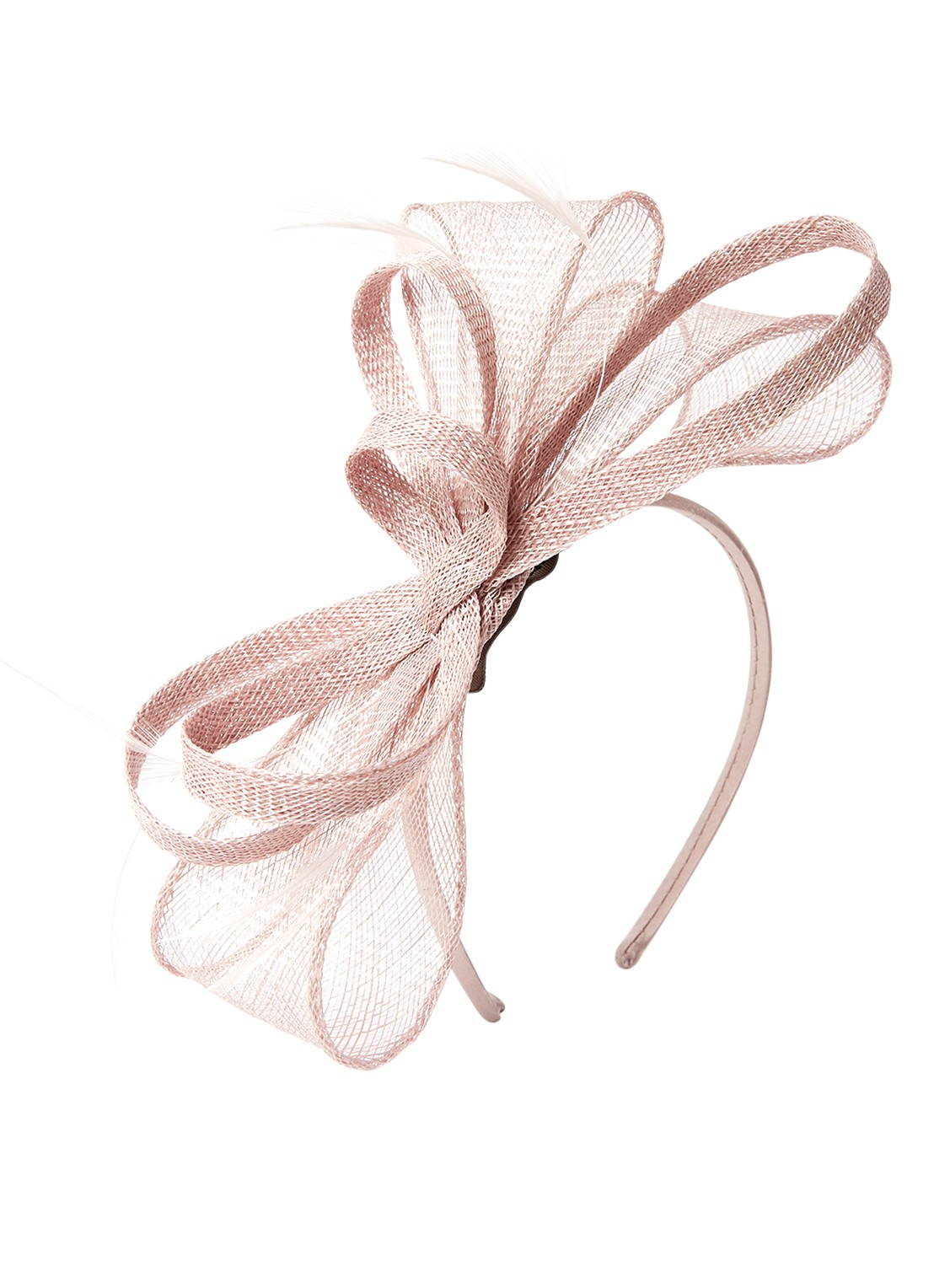 Phase Eight Marcella Fascinator haarband met veren - voorkant oudroze