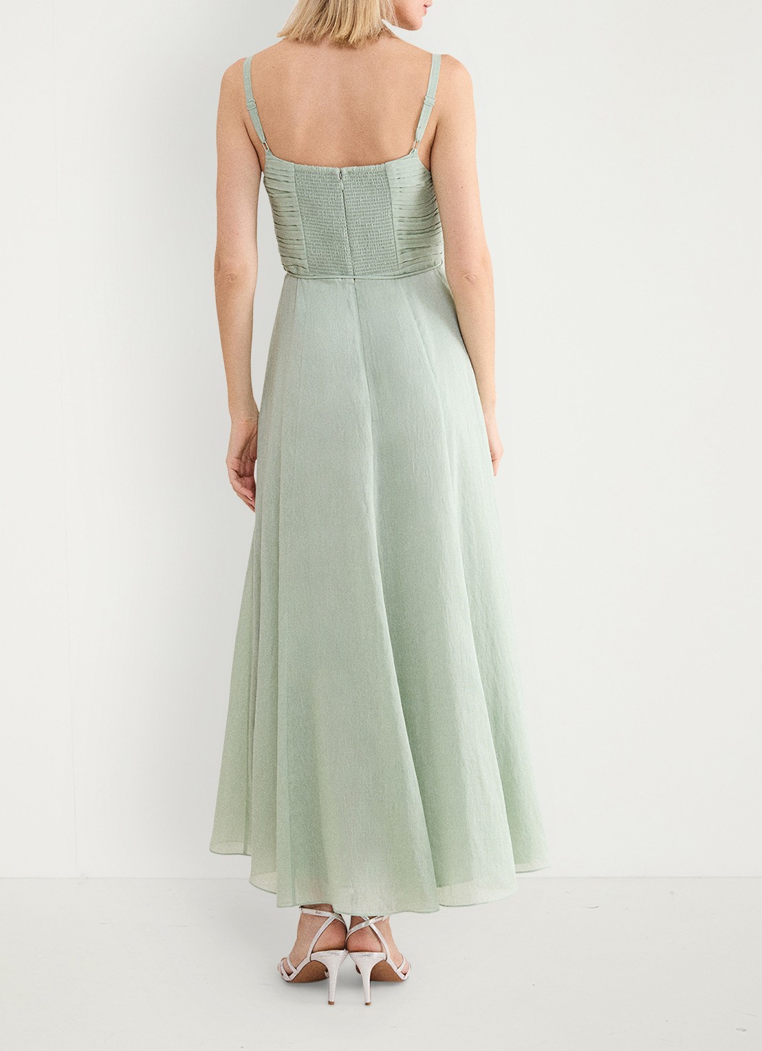 Phase Eight Marcie Green maxi jurk met plooien - achterkant lindegroen