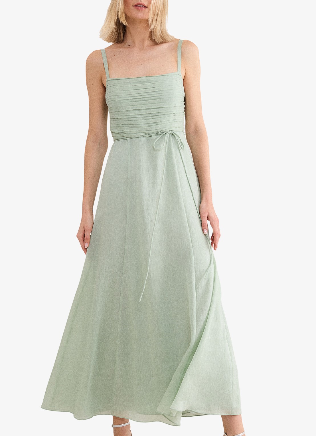 Phase Eight Marcie Green maxi jurk met plooien - detail 2 lindegroen
