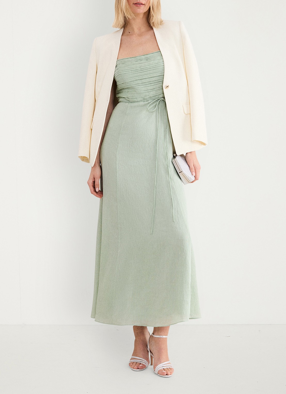 Phase Eight Marcie Green maxi jurk met plooien - detail 3 lindegroen