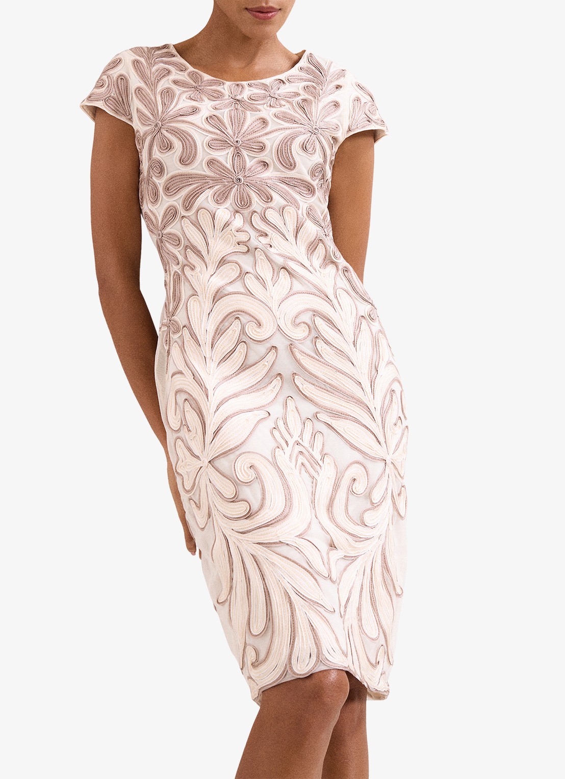 Phase Eight Margaret mini jurk met applicatie  - detail 2 beige