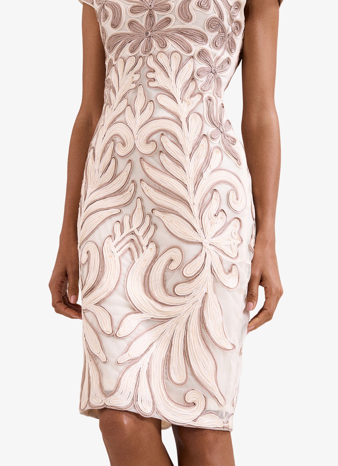 Phase Eight Margaret mini jurk met applicatie  - detail 5 beige