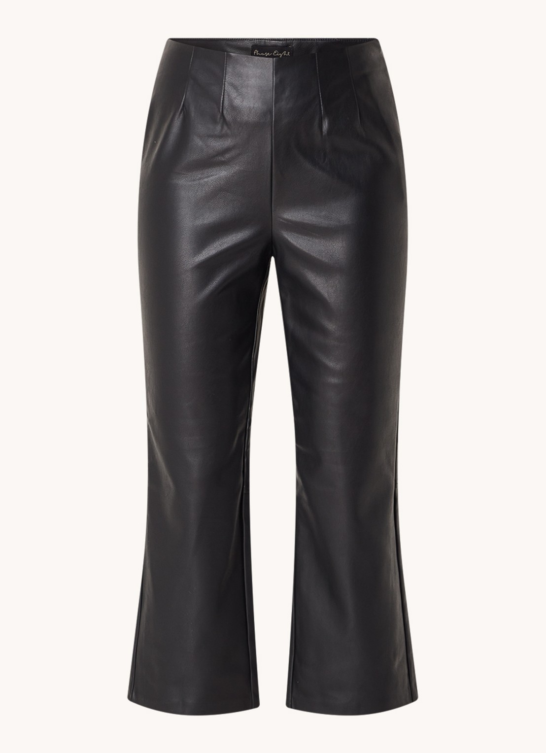 Phase Eight Marielle high waist cropped flared fit broek van imitatieleer - voorkant 2 zwart