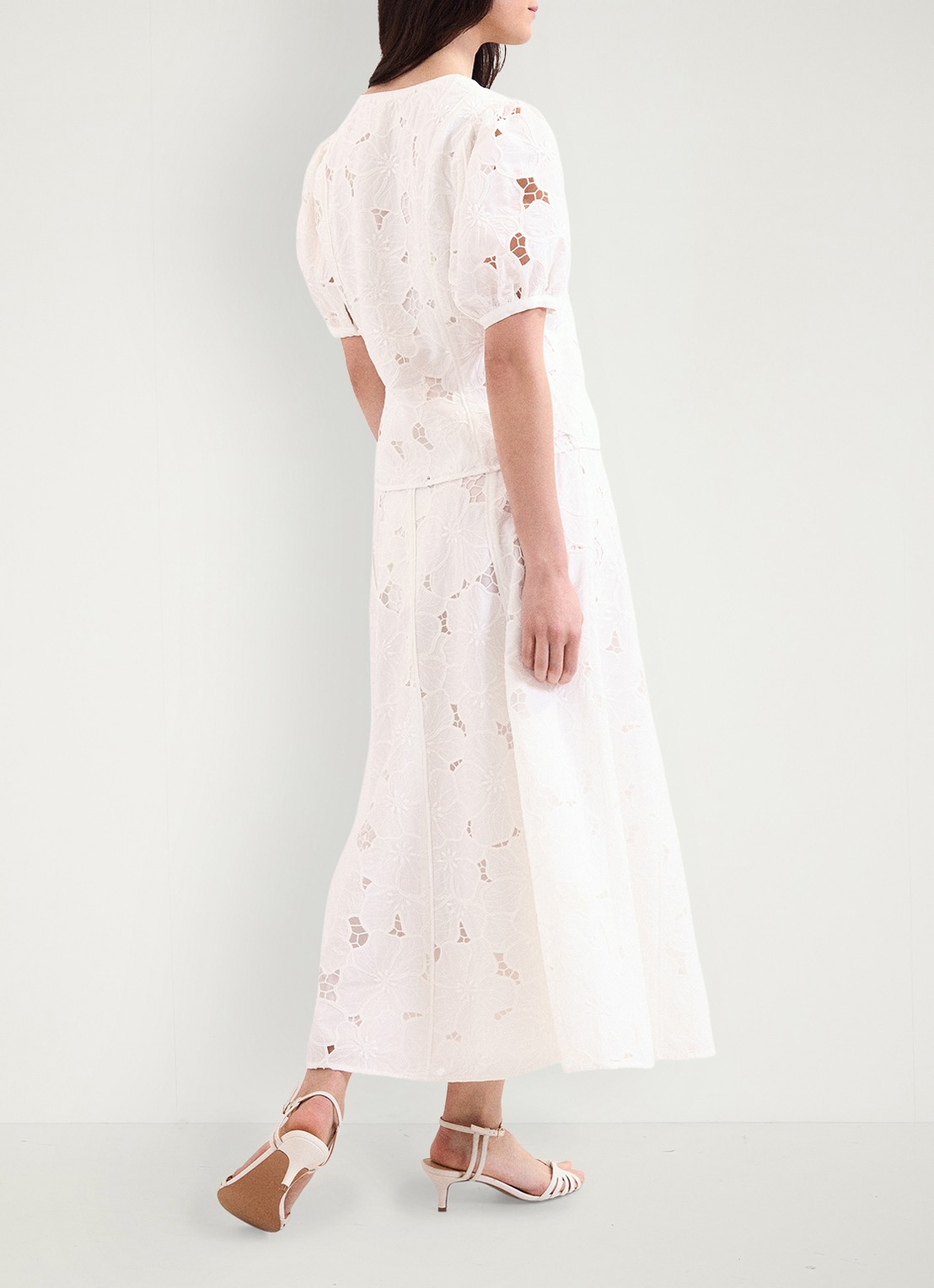 Phase Eight Marina maxi rok met broderie - achterkant ivoor