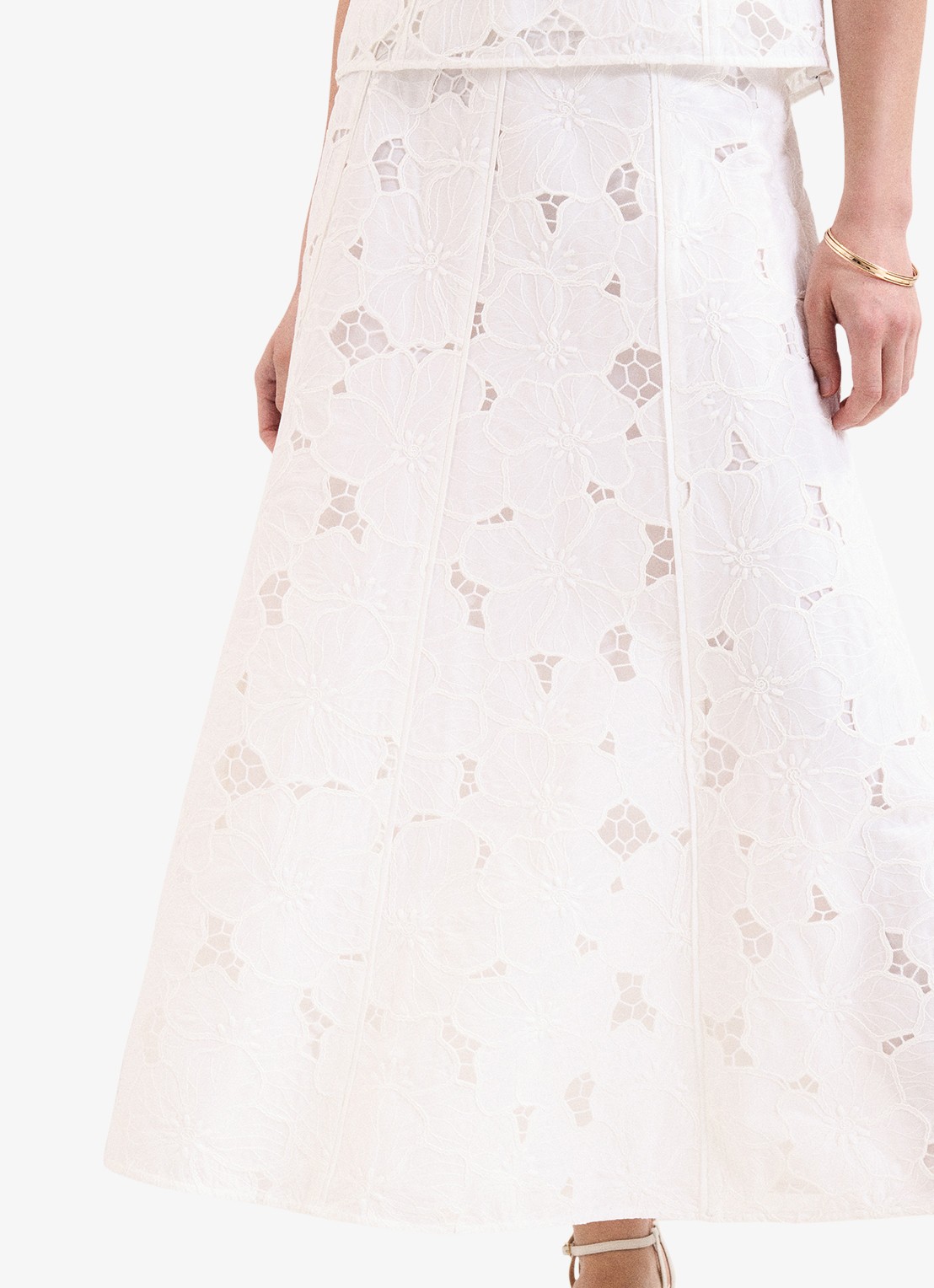 Phase Eight Marina maxi rok met broderie - detail 4 ivoor