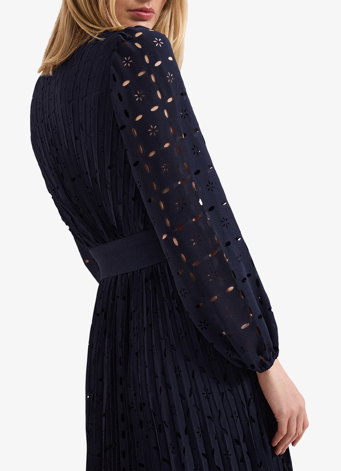 Phase Eight Marina midi jurk met grafische print - detail 2 donkerblauw