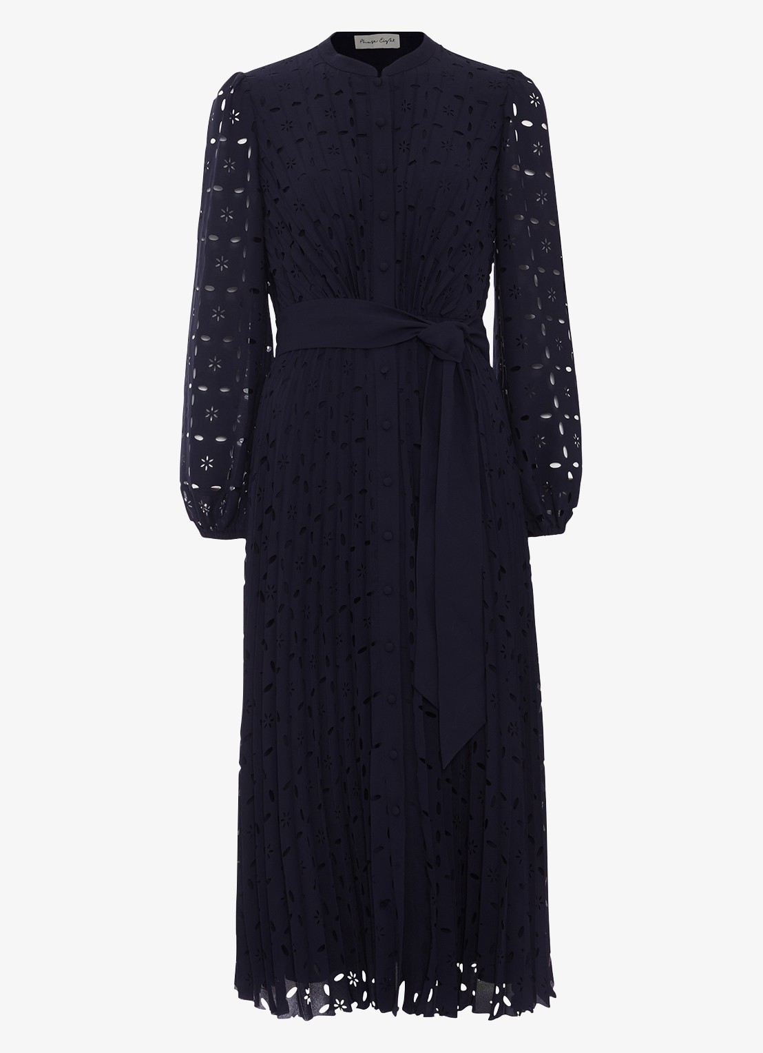 Phase Eight Marina midi jurk met grafische print - voorkant 7 donkerblauw